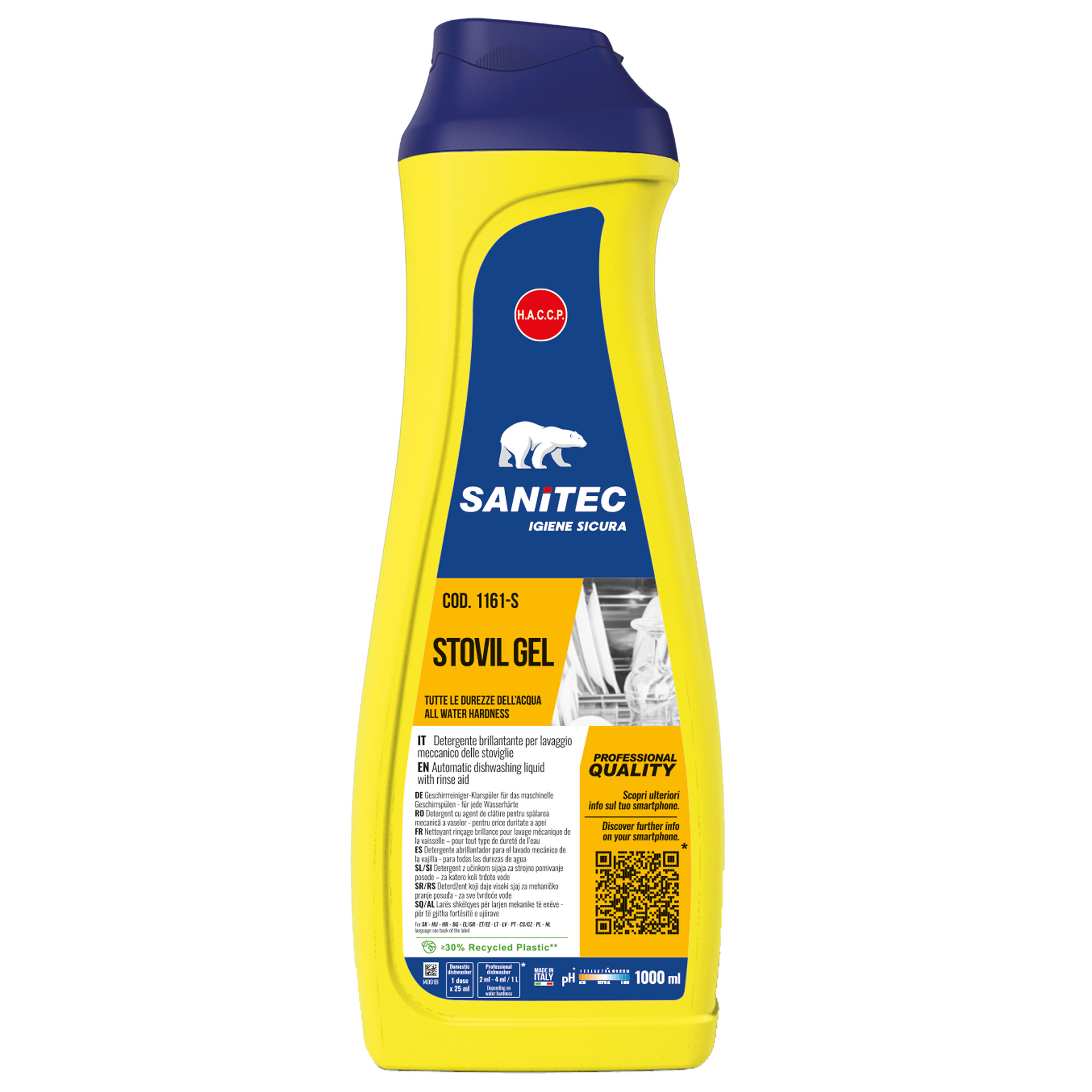 82746 Detergente per lavastoviglie Stovil Gel - 1 L - Sanitec - immagine 1