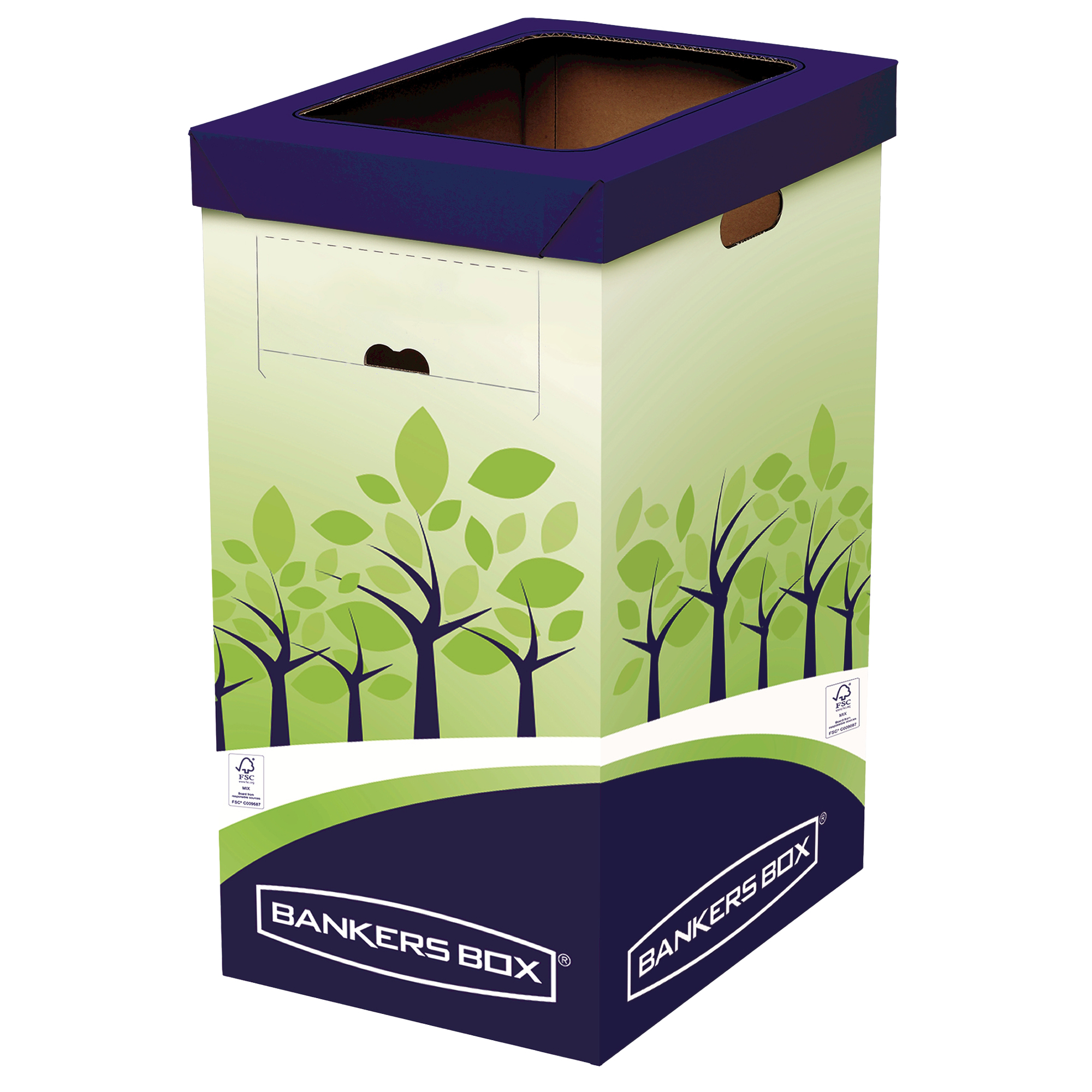 87042 Cestino riciclo - 31,5 x 60,8 x 42,7 cm - verde/blu - Fellowes - immagine 1