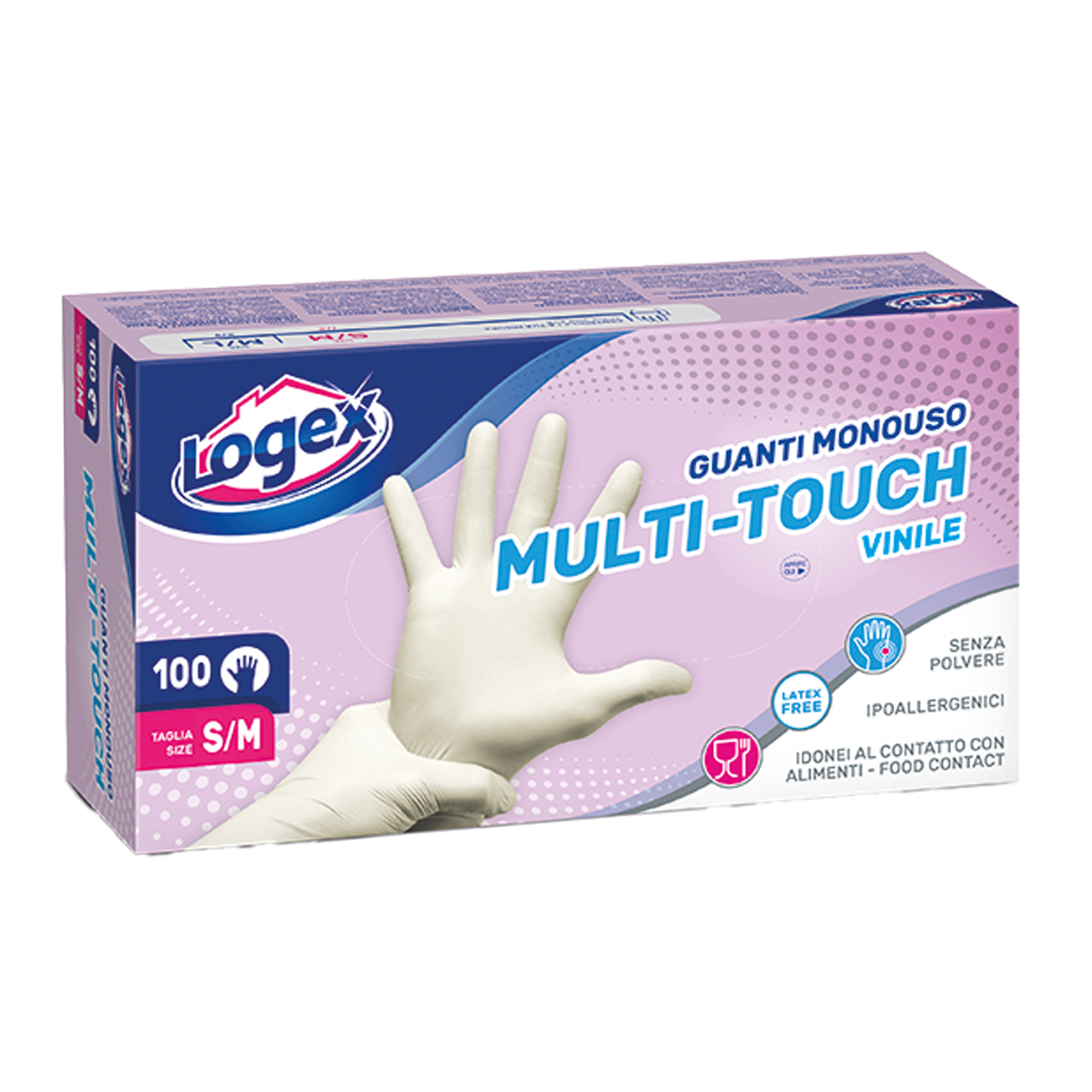91329 Guanti monouso - in vinile non talcato - tg. S/M - Logex Professional - conf. 100 pezzi - immagine 1