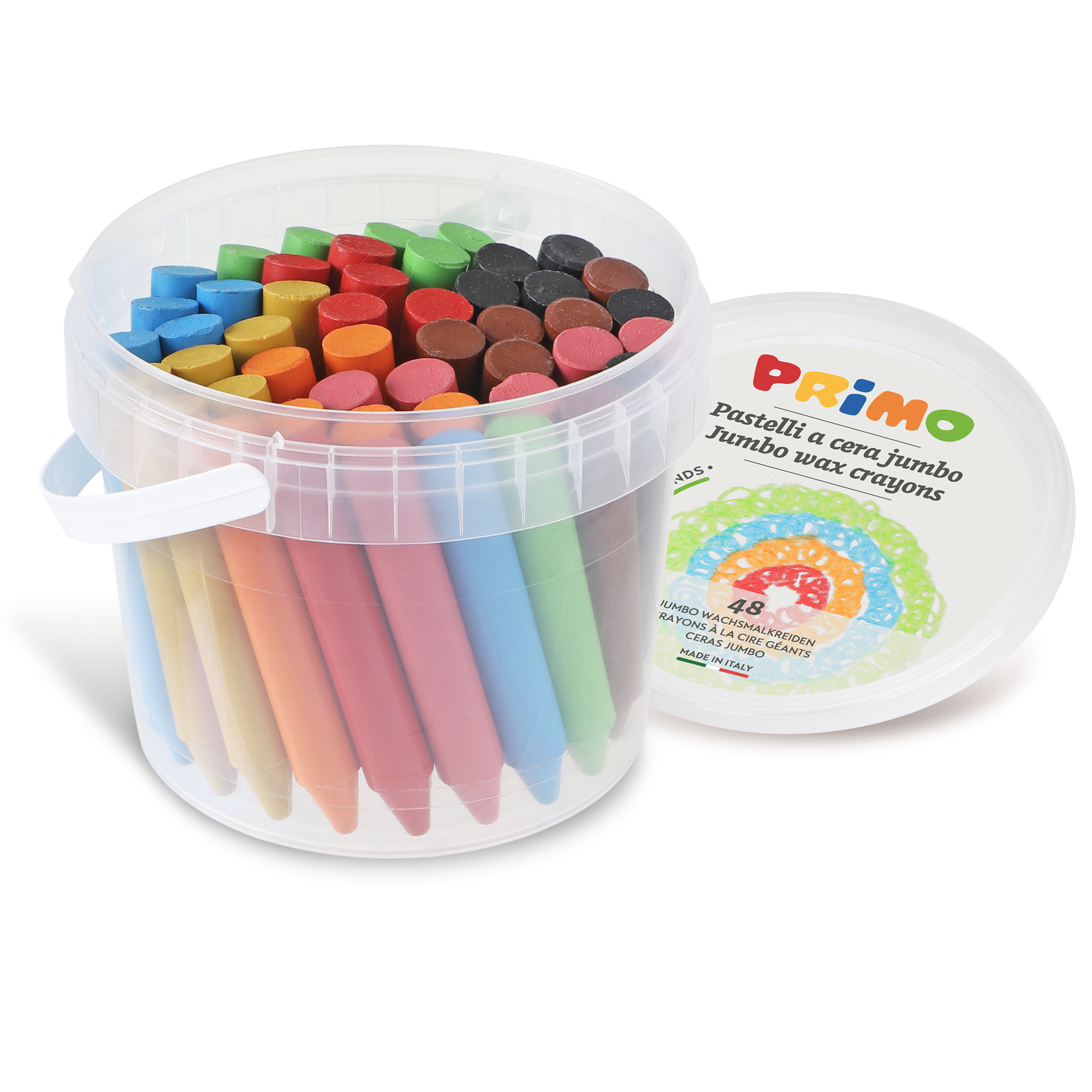 93848 Pastelli a cera Jumbo - Ø 13 mm x 85 mm - 12 colori assortiti - Primo - conf. 48 pezzi - immagine 1