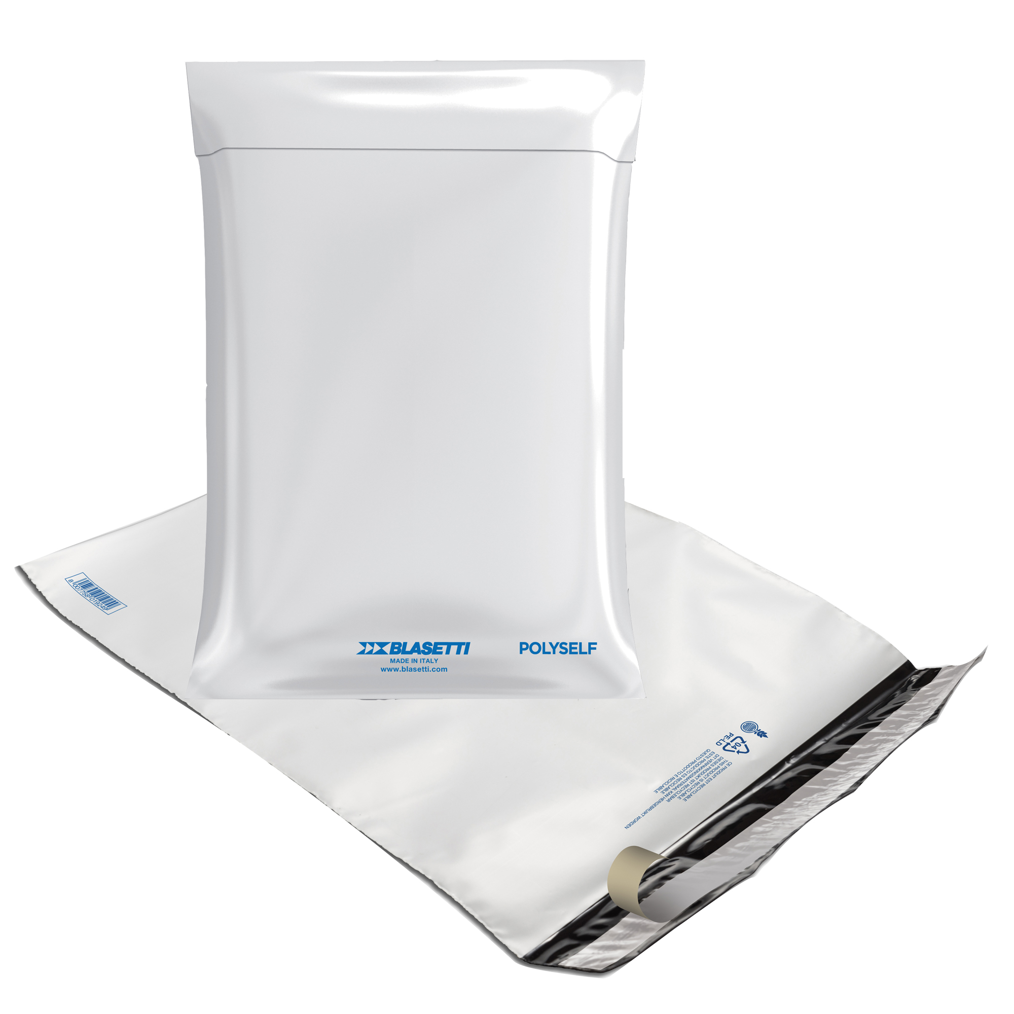 94423 Sacchetto Polyself - per corrieri - A2 - 50 x 58 cm - PE - bianco/grigio - Blasetti - conf. 100 pezzi - immagine 1