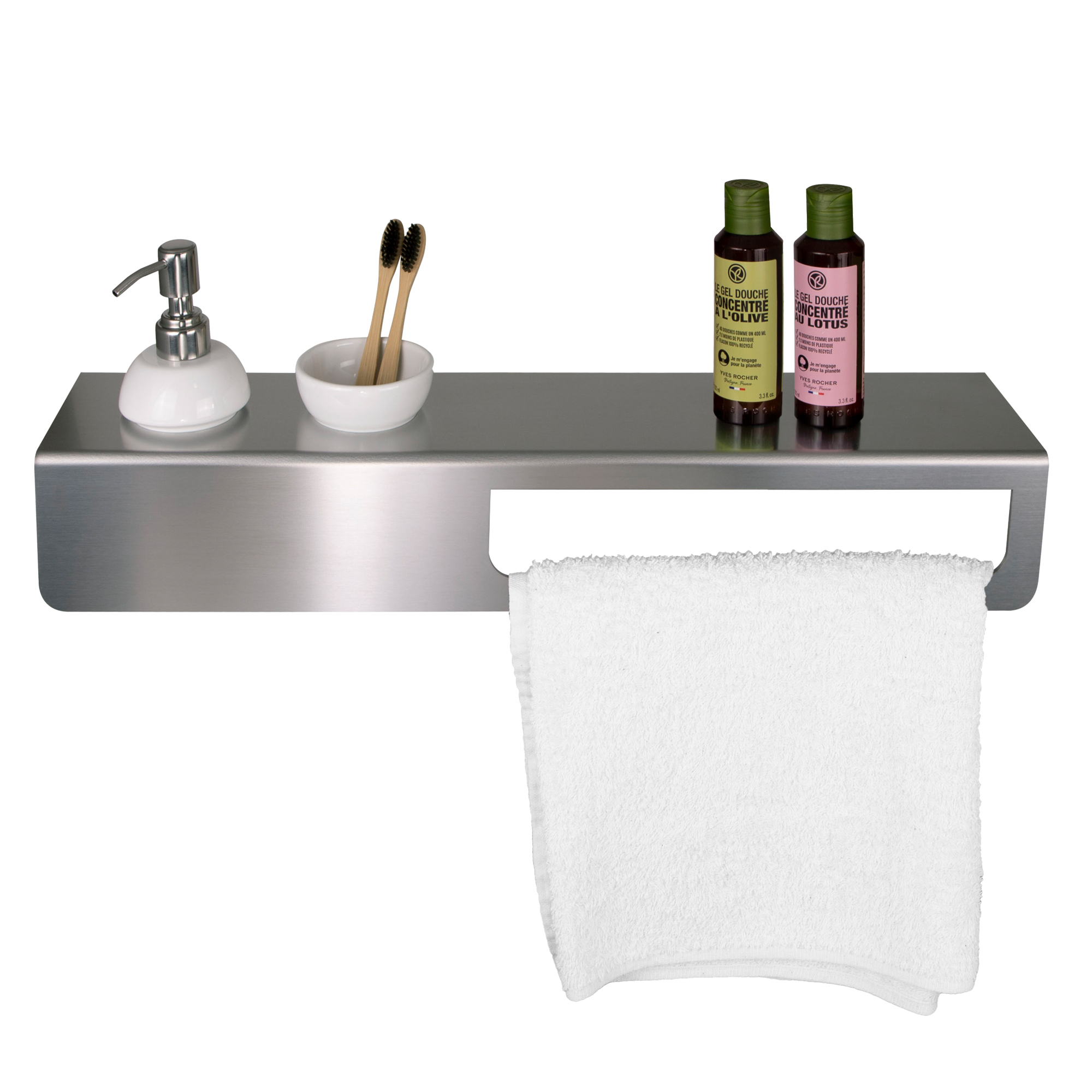 98386 Mensola con portasalviette - 57 x 12 x 9 cm - acciaio inox - satinato - Laminart - immagine 1