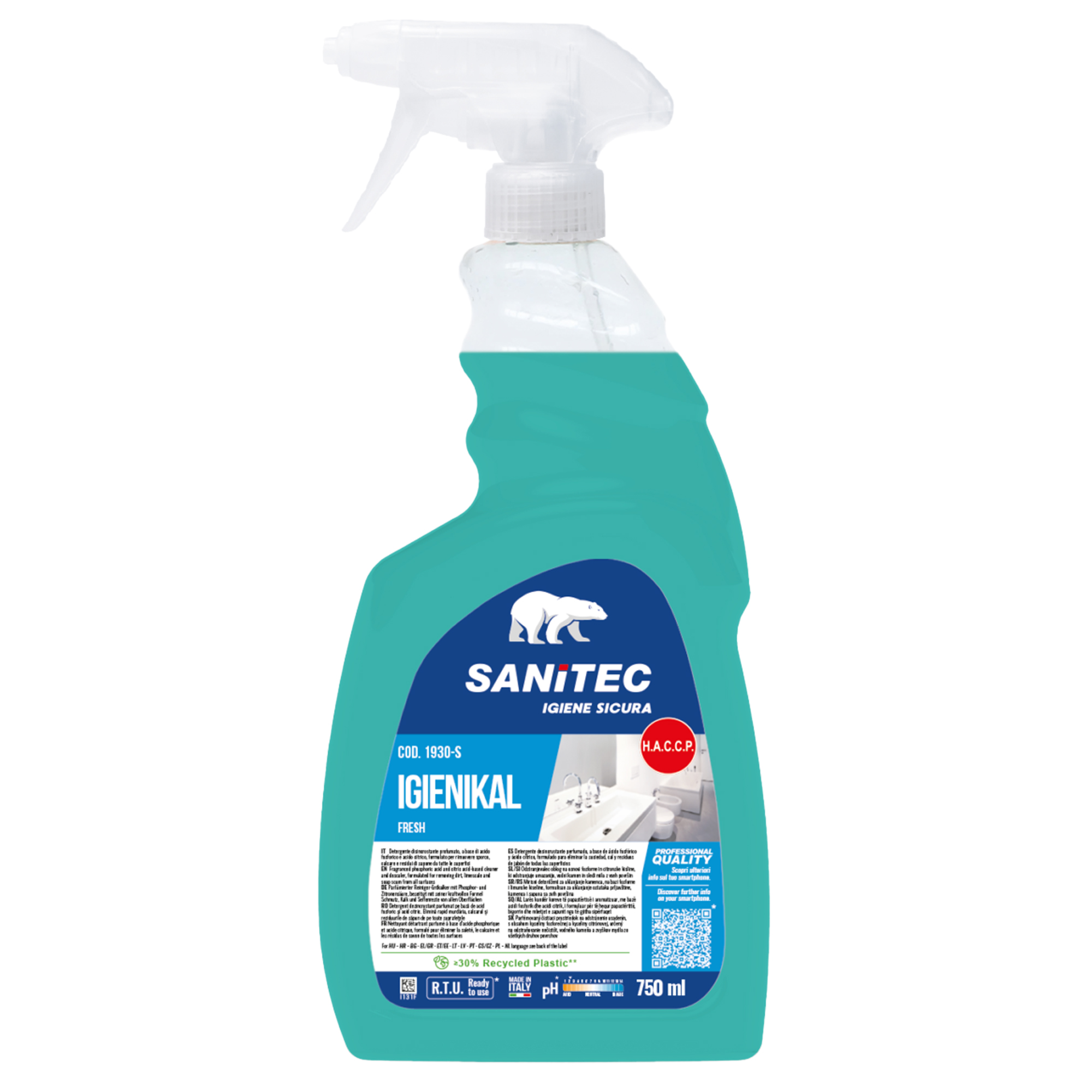 99582 Detergente disincrostante Igienikal Fresh - 750 ml - Sanitec - immagine 1