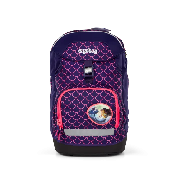 Zaino da scuola Ergobag Prime Pearl DiveBear con sistema ergonomico regolabile, spallacci imbottiti e dettagli riflettenti, adatto alla scuola primaria.