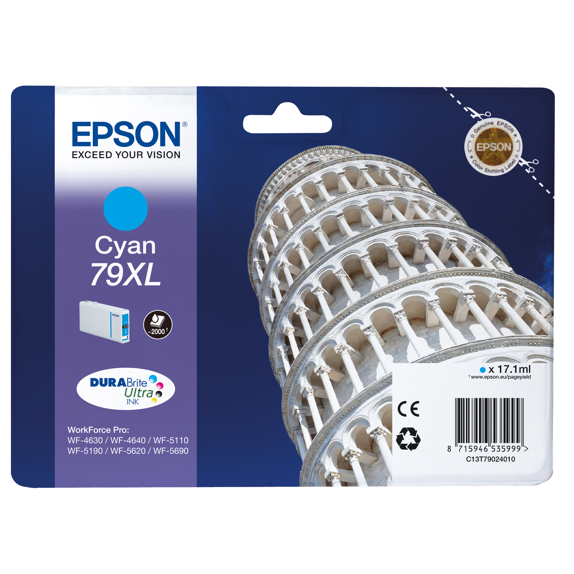 EPST79024010 Epson - Tanica - 79XL - Ciano - C13T79024010 - T7902- 17,1ml - immagine 1