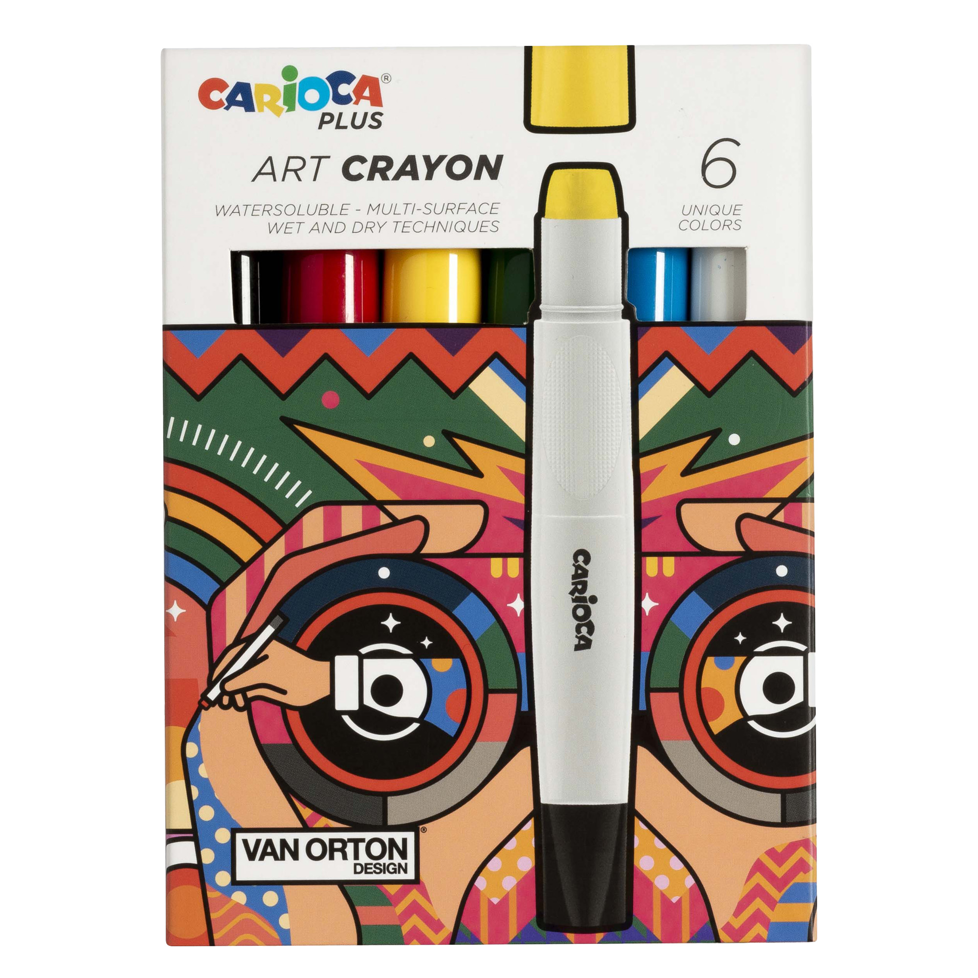 100222 Pastello a cera Art Crayon - Ø 10 mm x 138 mm - colori assortiti - Carioca Plus - conf. 6 pezzi - immagine 1