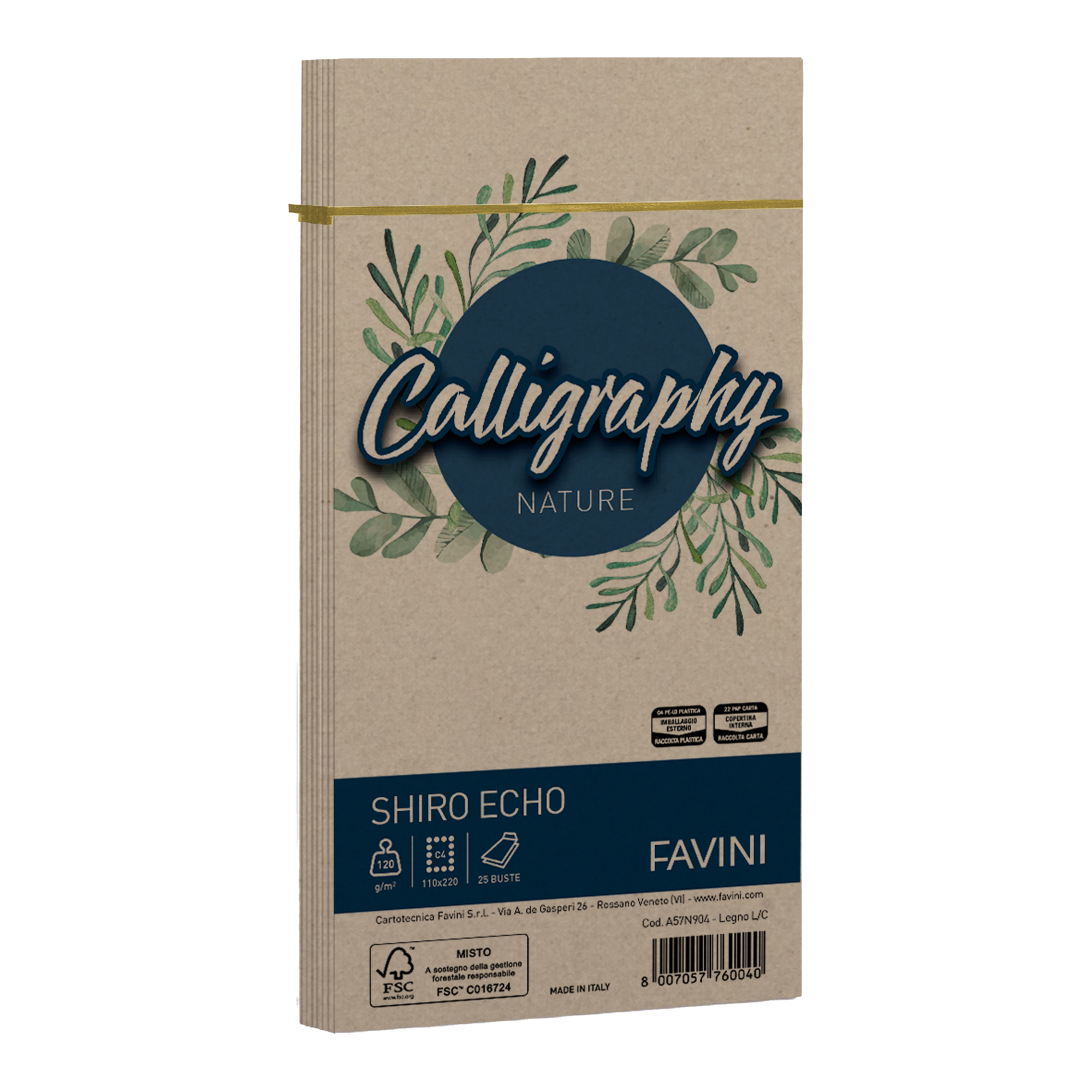 100425 Busta Calligraphy Shiro Eco - 110 x 220 mm - 120 gr - legno - Favini - conf. 25 pezzi - immagine 1