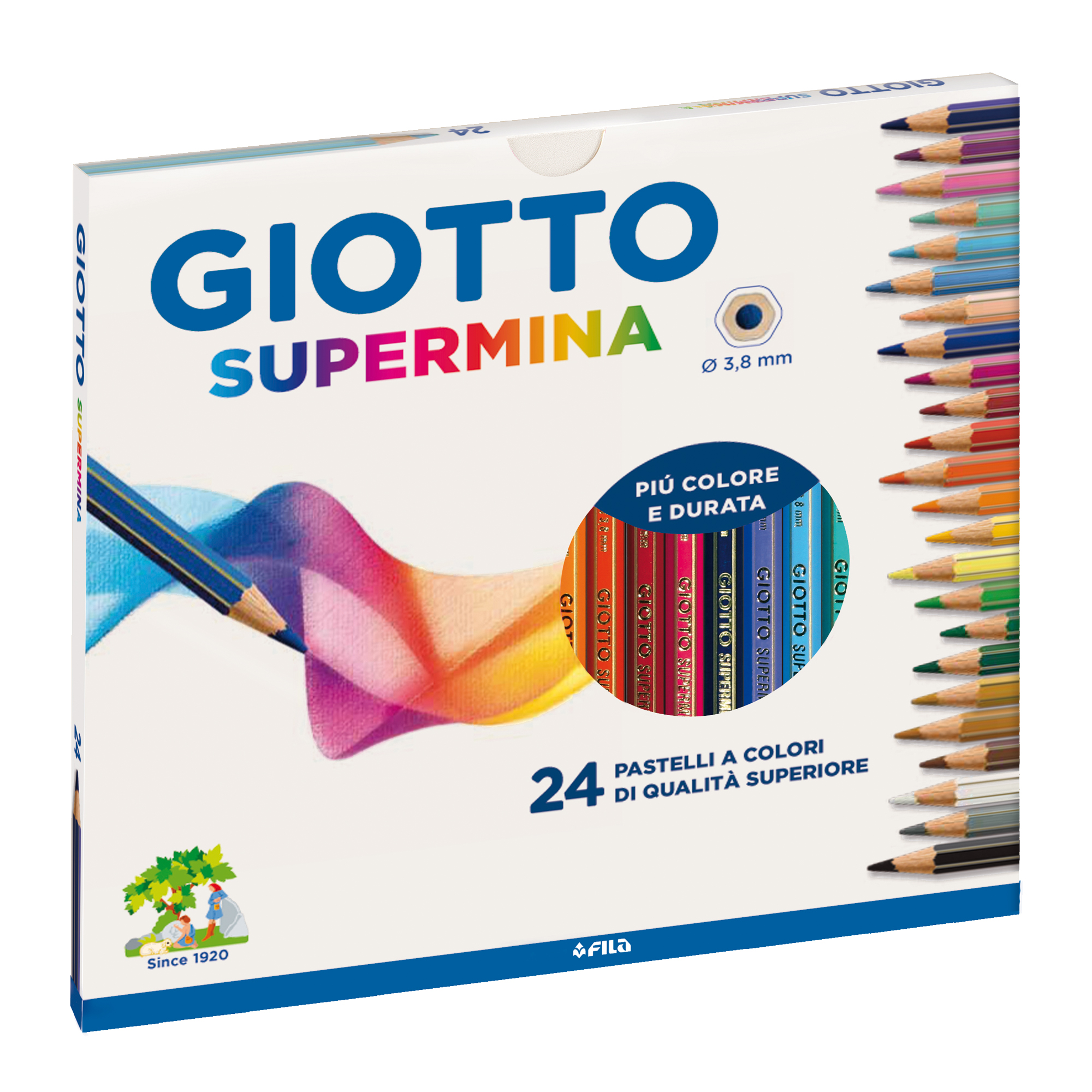 36195 Pastello Supermina - mina 3,8 mm - colori assortiti - Giotto - astuccio 24 pezzi - immagine 1