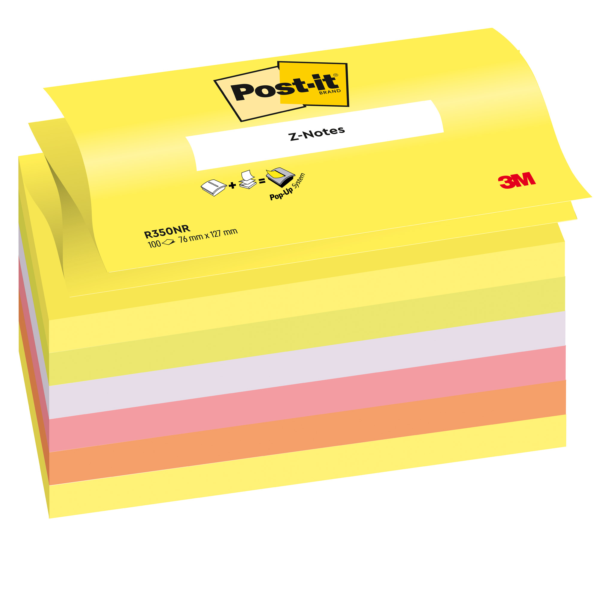 47469 Blocco Post-it Super Sticky Z Notes - R350NR - 76 x 127 mm - assortiti neon - 100 fogli - Post-it - immagine 1
