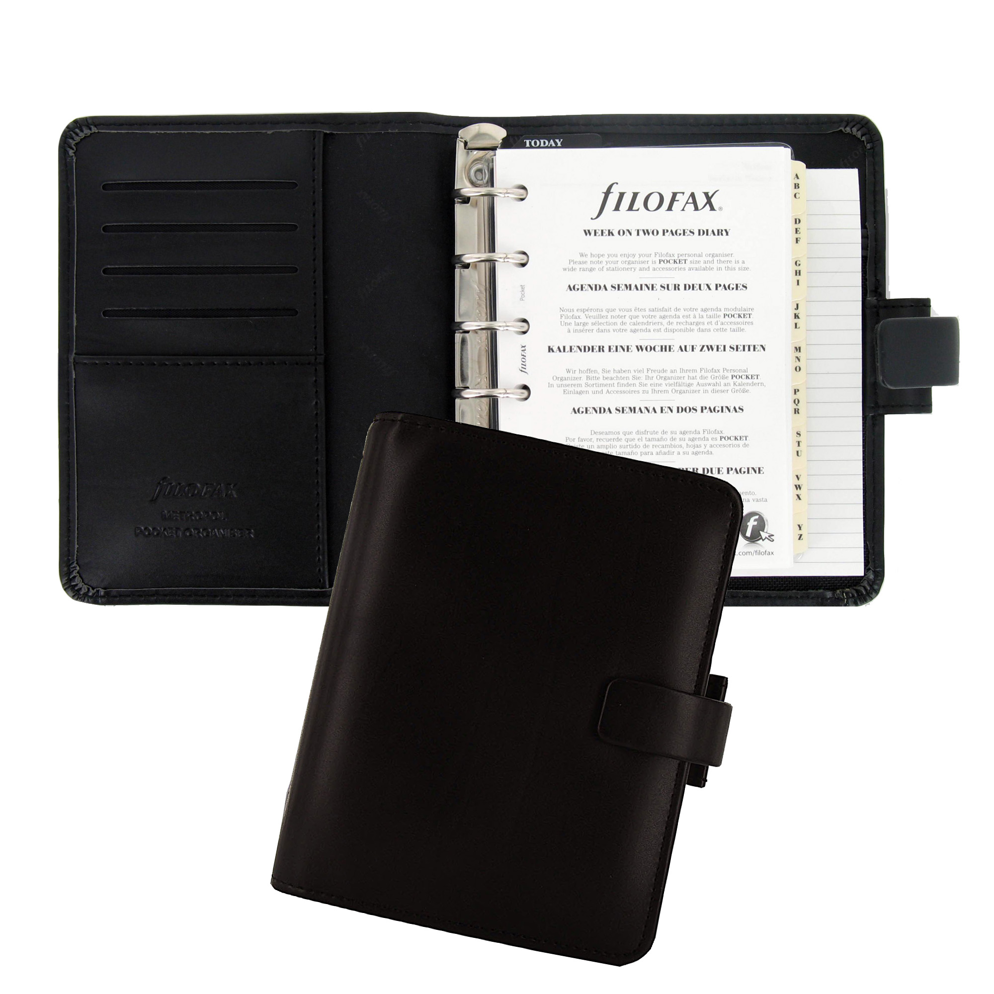 82630 Organiser Metropol Pocket - similpelle - nero - 14,6 x 11,5 x 3,5cm - Filofax - immagine 1