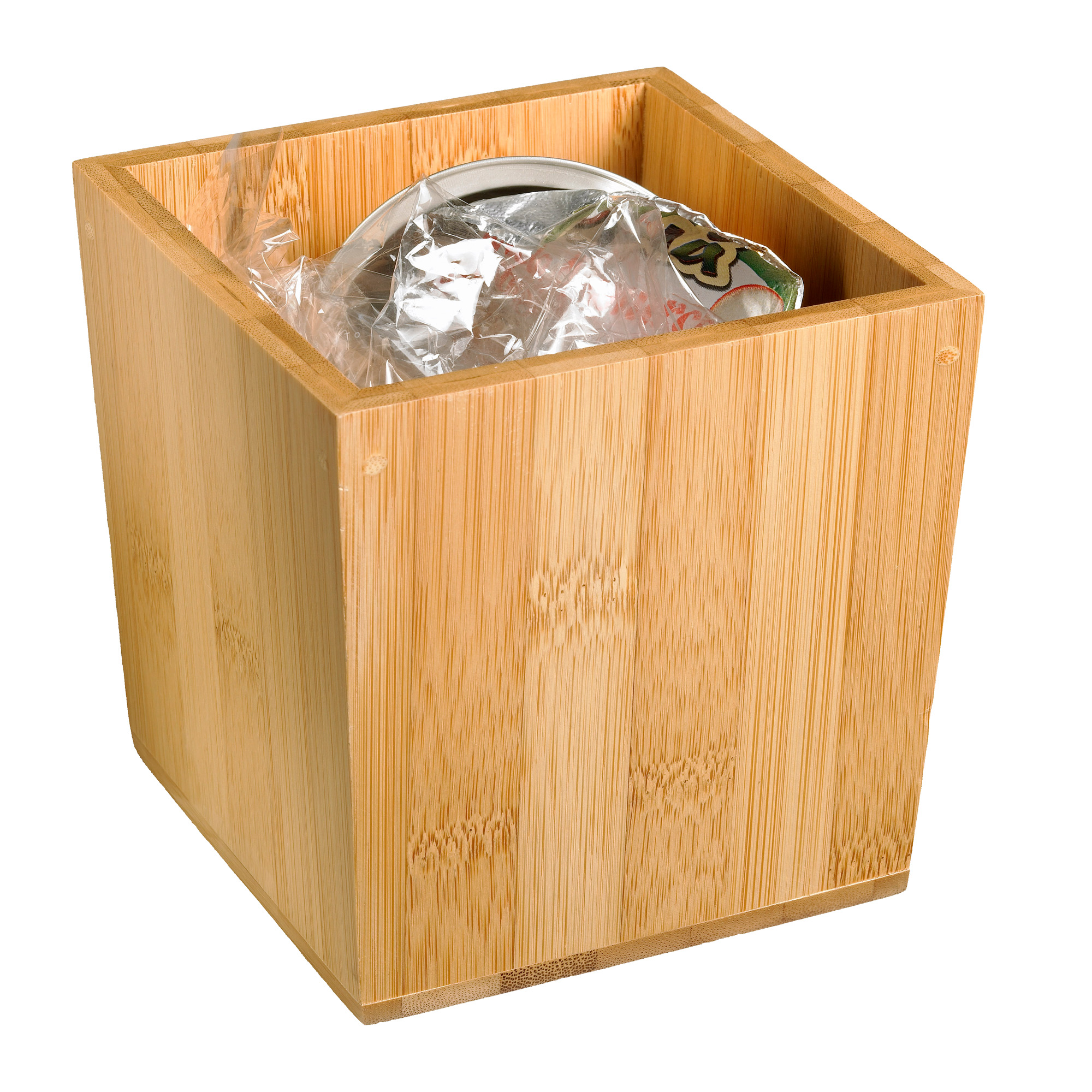 100558 Barattolo portarifiuti da tavola - 11 x 11 x 11 cm - bamboo - Leone - immagine 1