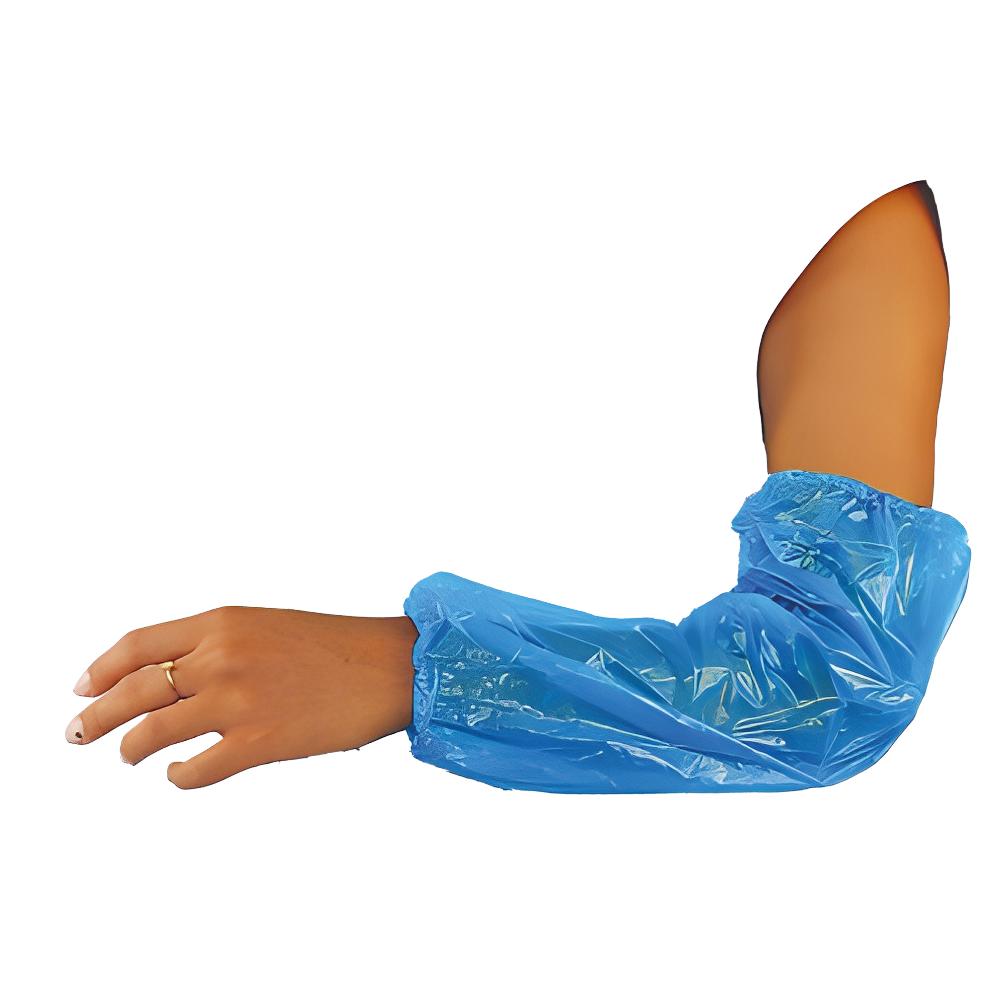 101564 Coprimaniche monouso - 40 cm - LDPE - azzurro - Worker - conf. 100 pezzi - immagine 1