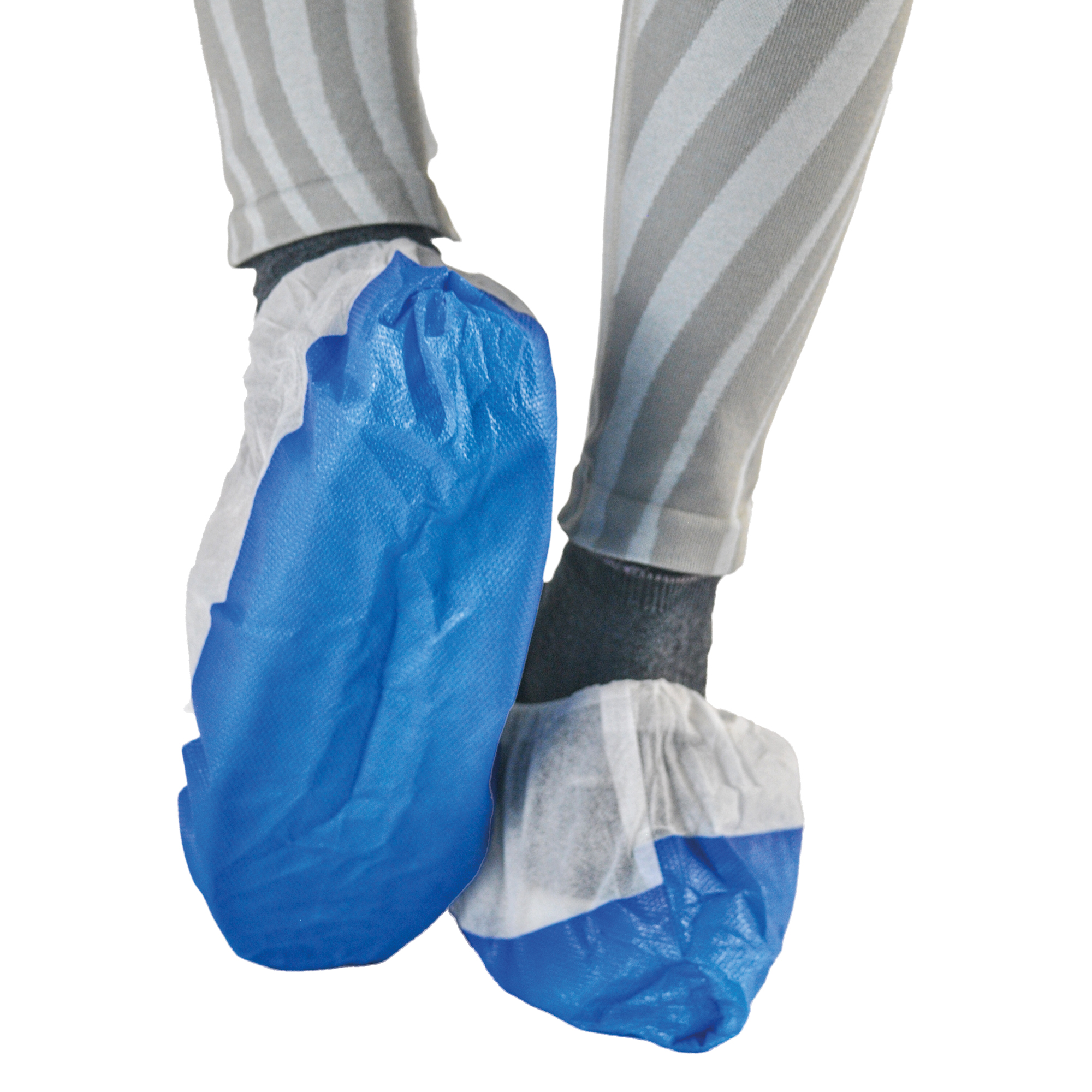 101565 Sovrascarpe monouso Dual Barrier - antiscivolo - taglia unica - PLP - bianco/blu - Worker - conf. 50 pezzi - immagine 1