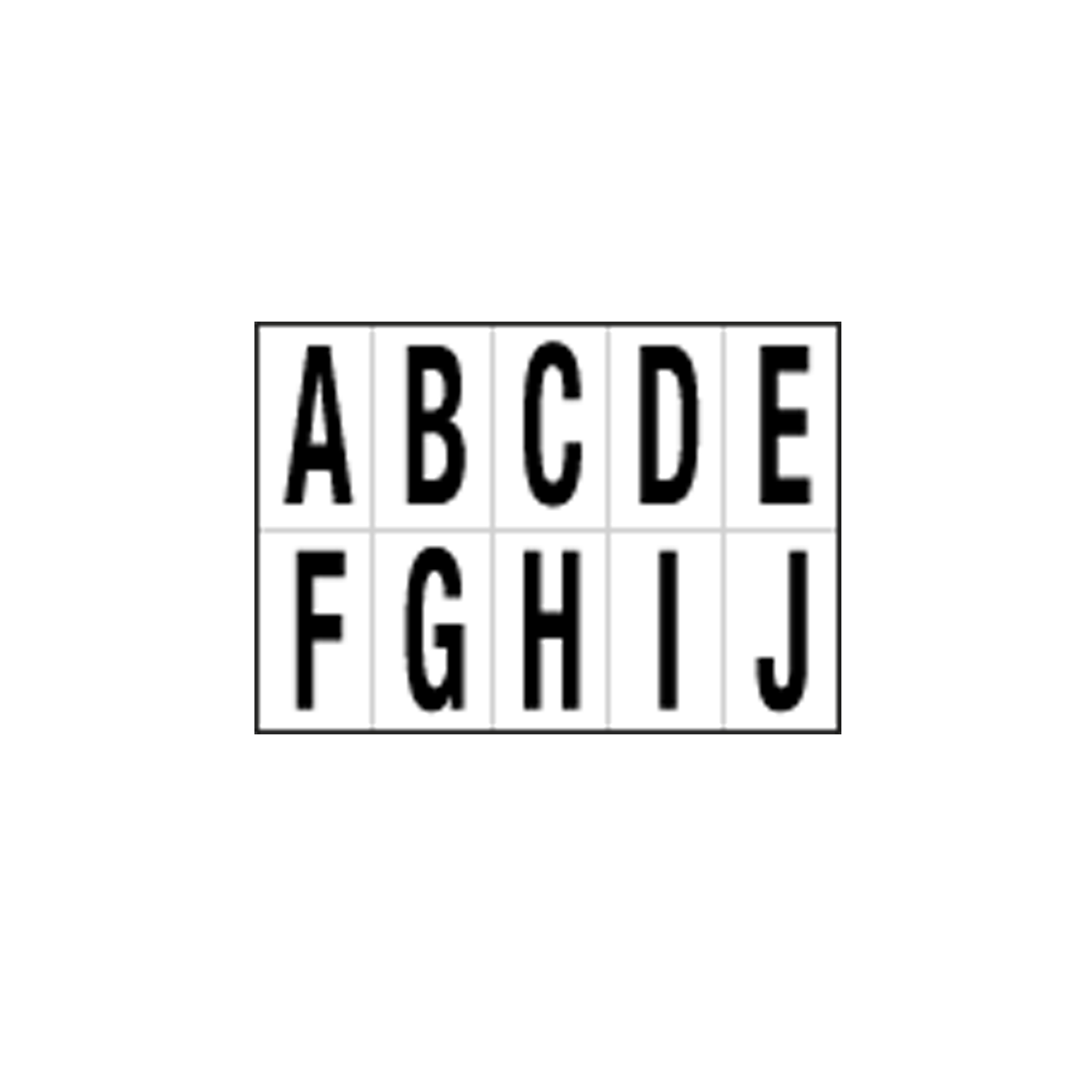101829 Lettere adesive da A a J - in PVC - 56 x 99 mm - 10 et/fg - 1 foglio - nero/bianco - immagine 1