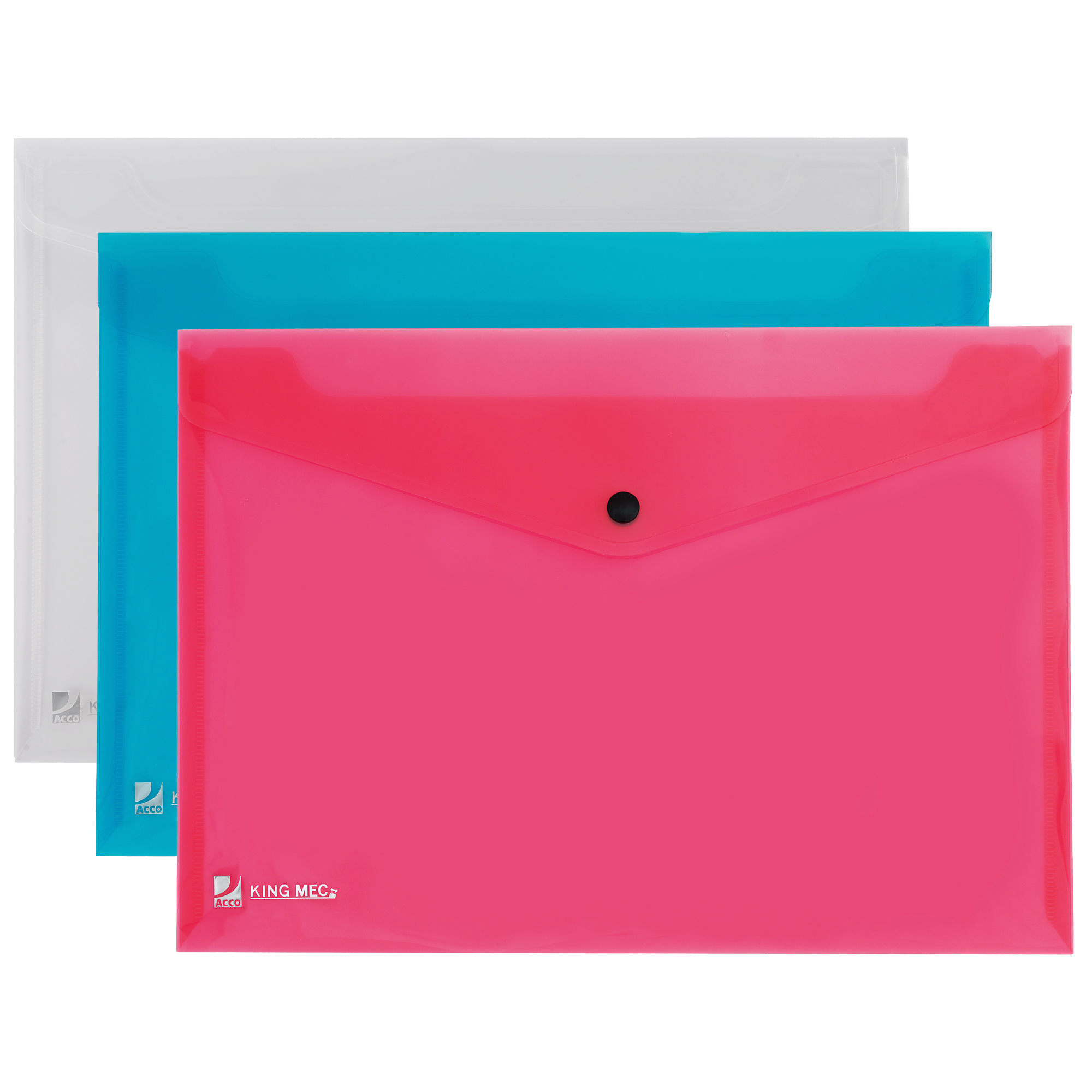 30049 Busta con bottone Pull - A4 - PP - colori assortiti - King Mec - immagine 1