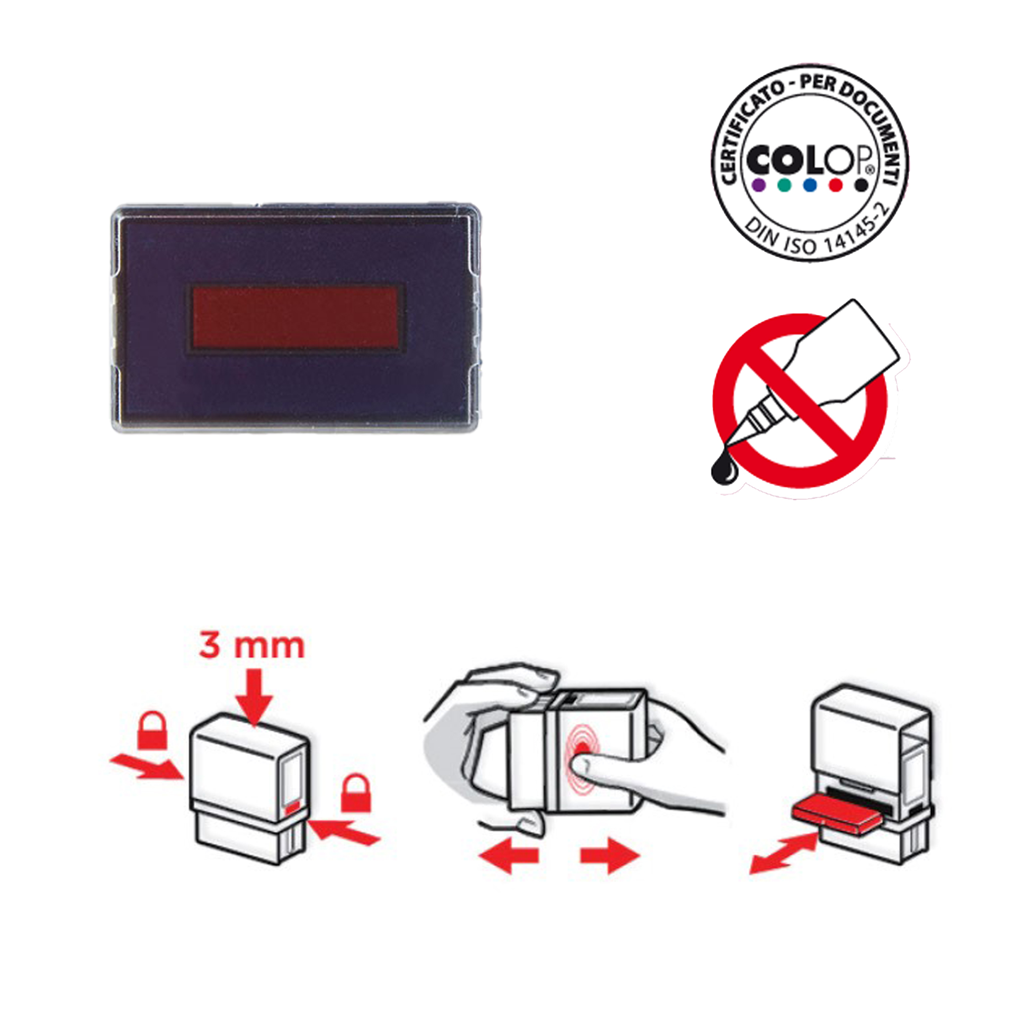 38144 Tampone di ricambio E/2600/2 - rosso/blu - Colop - immagine 1