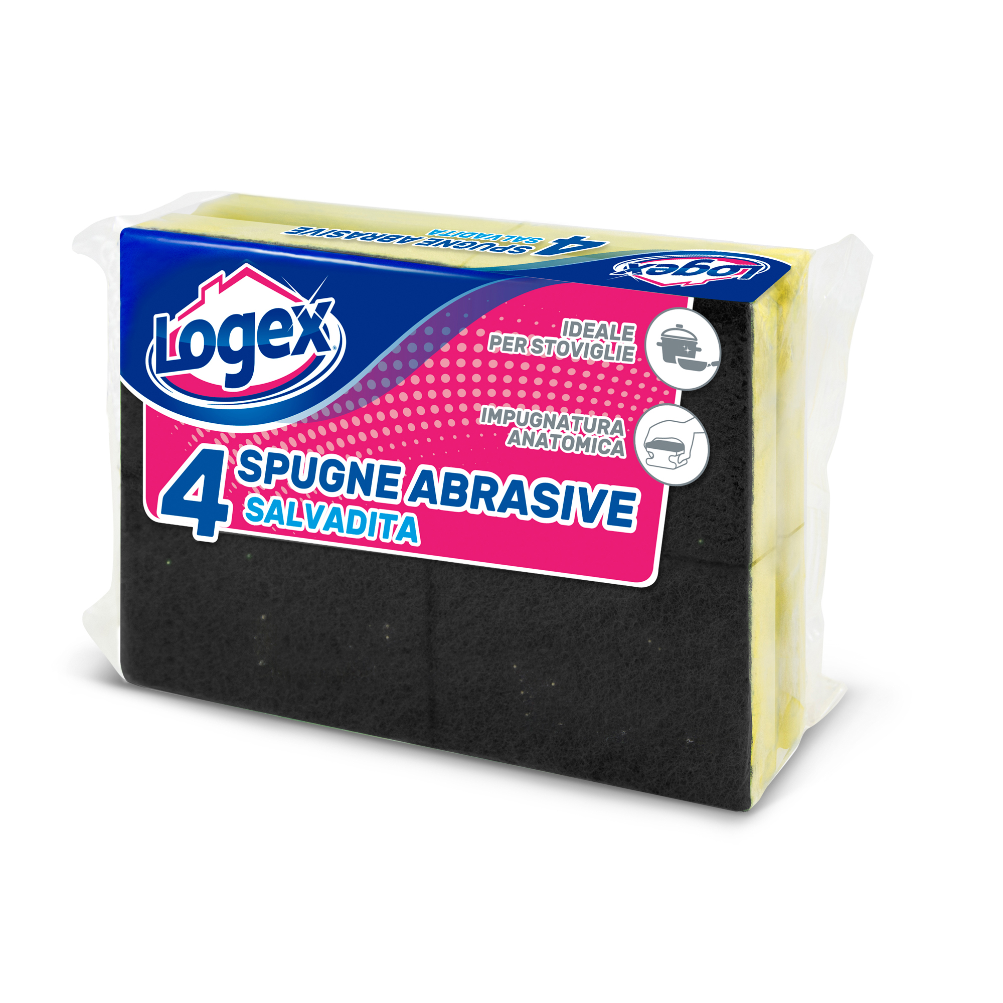 45032 Spugnabella - con impugnatura salvaunghie - giallo/verde - Logex Professional - conf. 4 pezzi - immagine 1