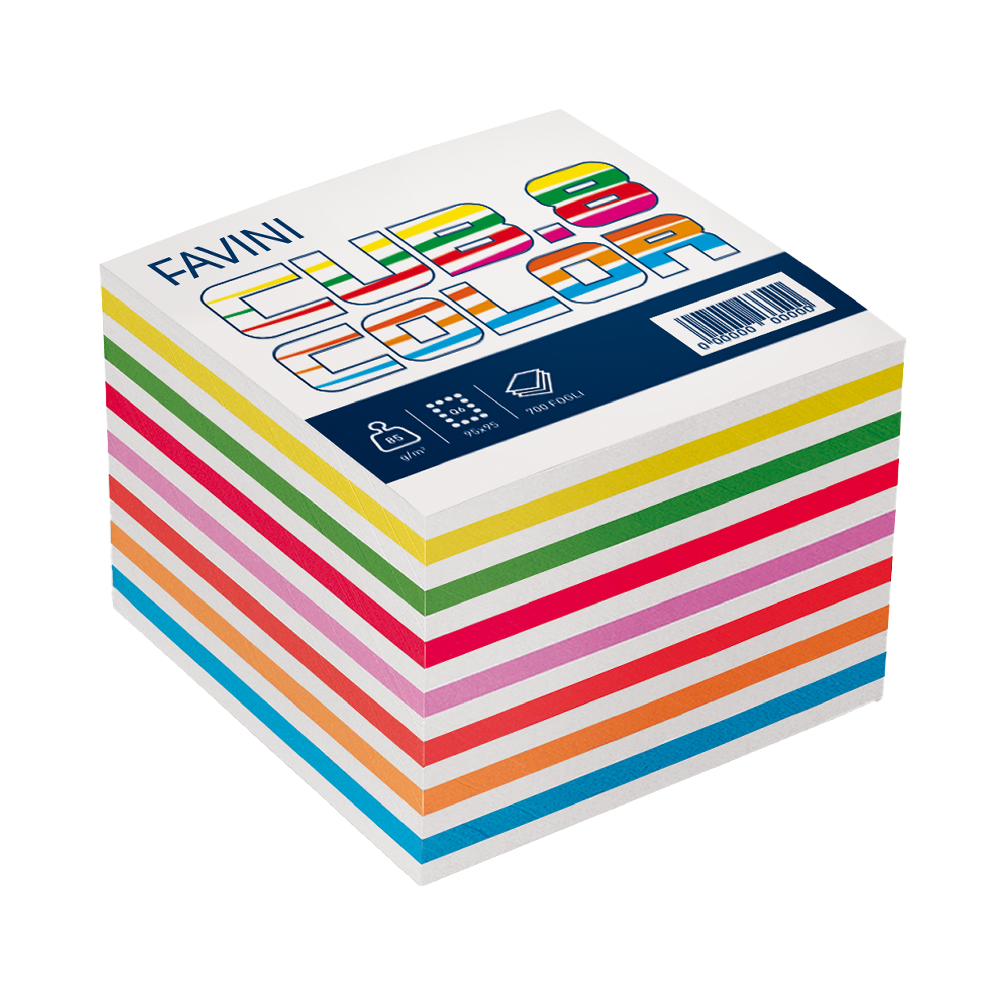 50180 Foglietti Cubo - mix colori forti - 95 x 95mm - 80gr - 750 fogli - Favini - immagine 1