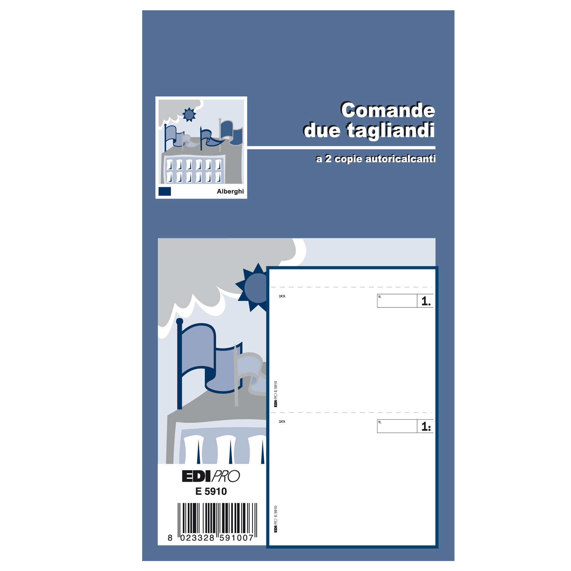 55557 Blocco comande a 2 tagliandi - 25/25 fogli autoricalcanti - 17 x 9,9cm - Edipro - immagine 1