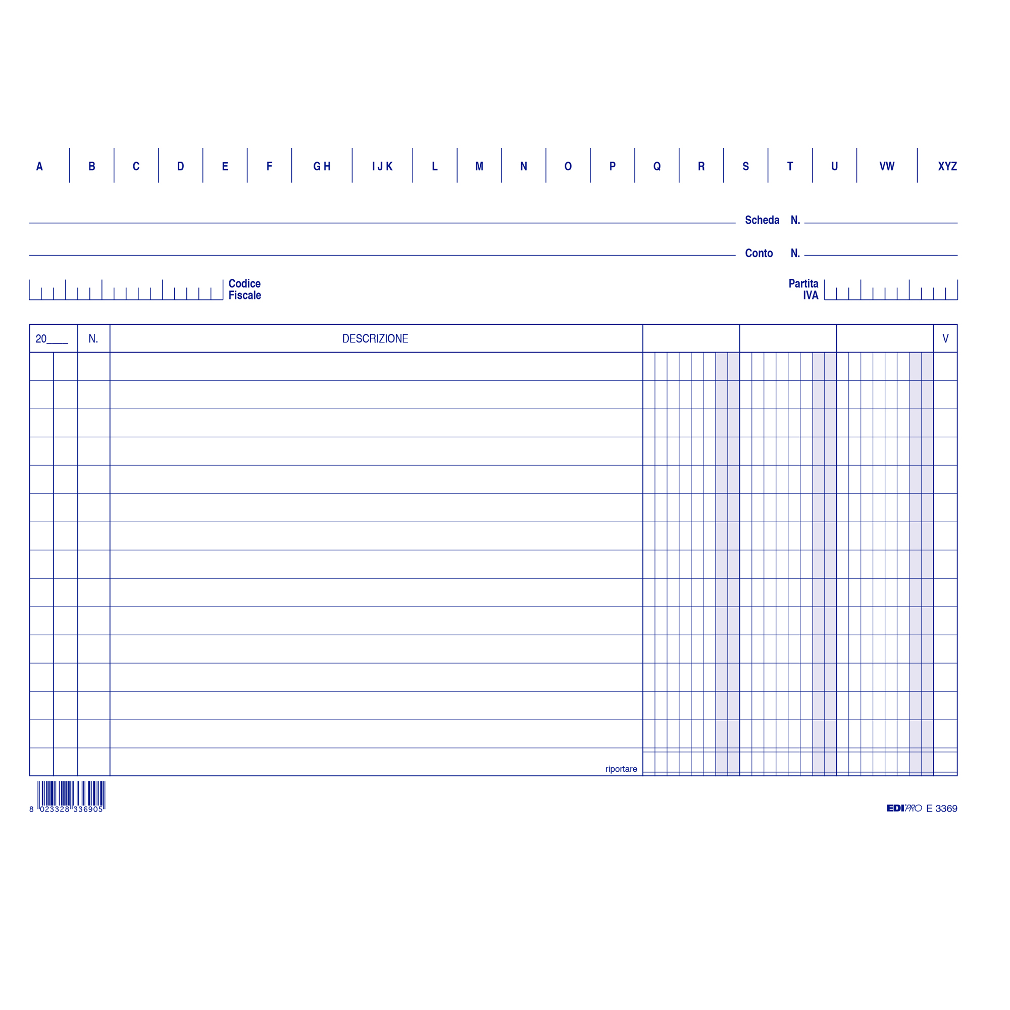 56342 Schede - 3 colonne - 17 x 24 cm orizzontale - Edipro - conf. 100 pezzi - immagine 1
