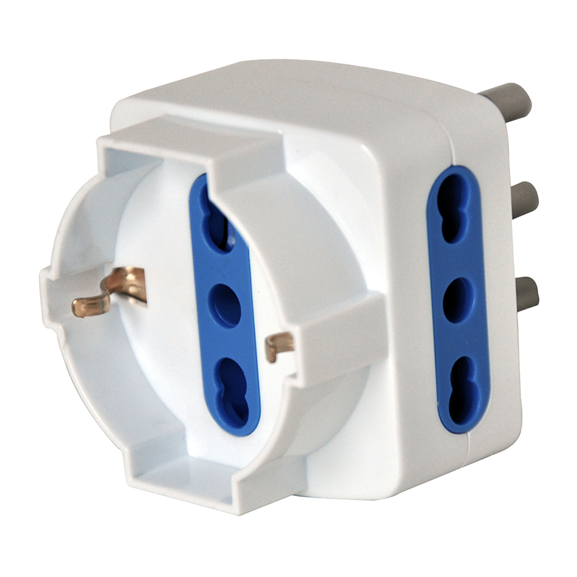 59160 Adattatore triplo con spina 2P+T 16A - 2 prese bipasso 10/16A + 1 Schuko - MKC - immagine 1