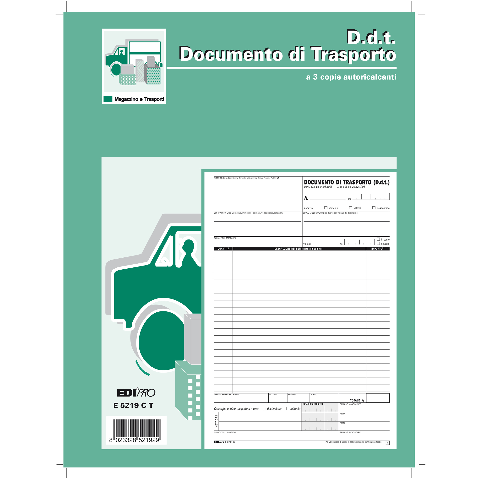 61713 Blocco DDT - 33 fogli 3 copie autoricalcanti - 29,7 x 22cm - Edipro - immagine 1