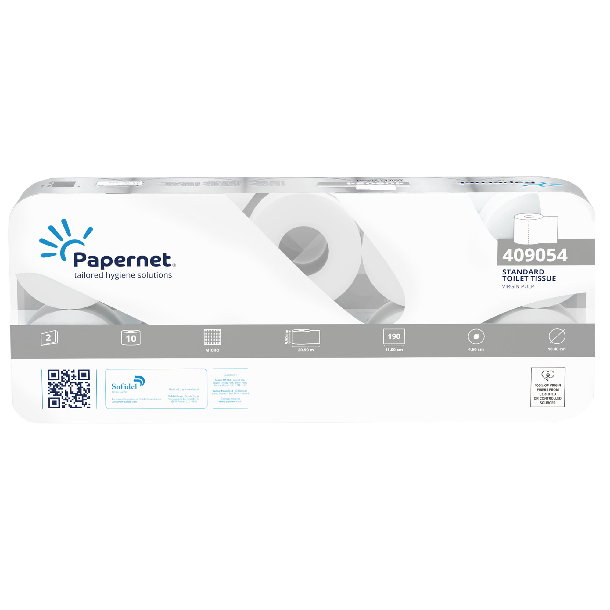 69972 Carta igienica standard - 15,5 gr - diametro 11 cm - 9,5 cm x 21 mt - 190 strappi - Papernet - pacco 10 rotoli - immagine 1