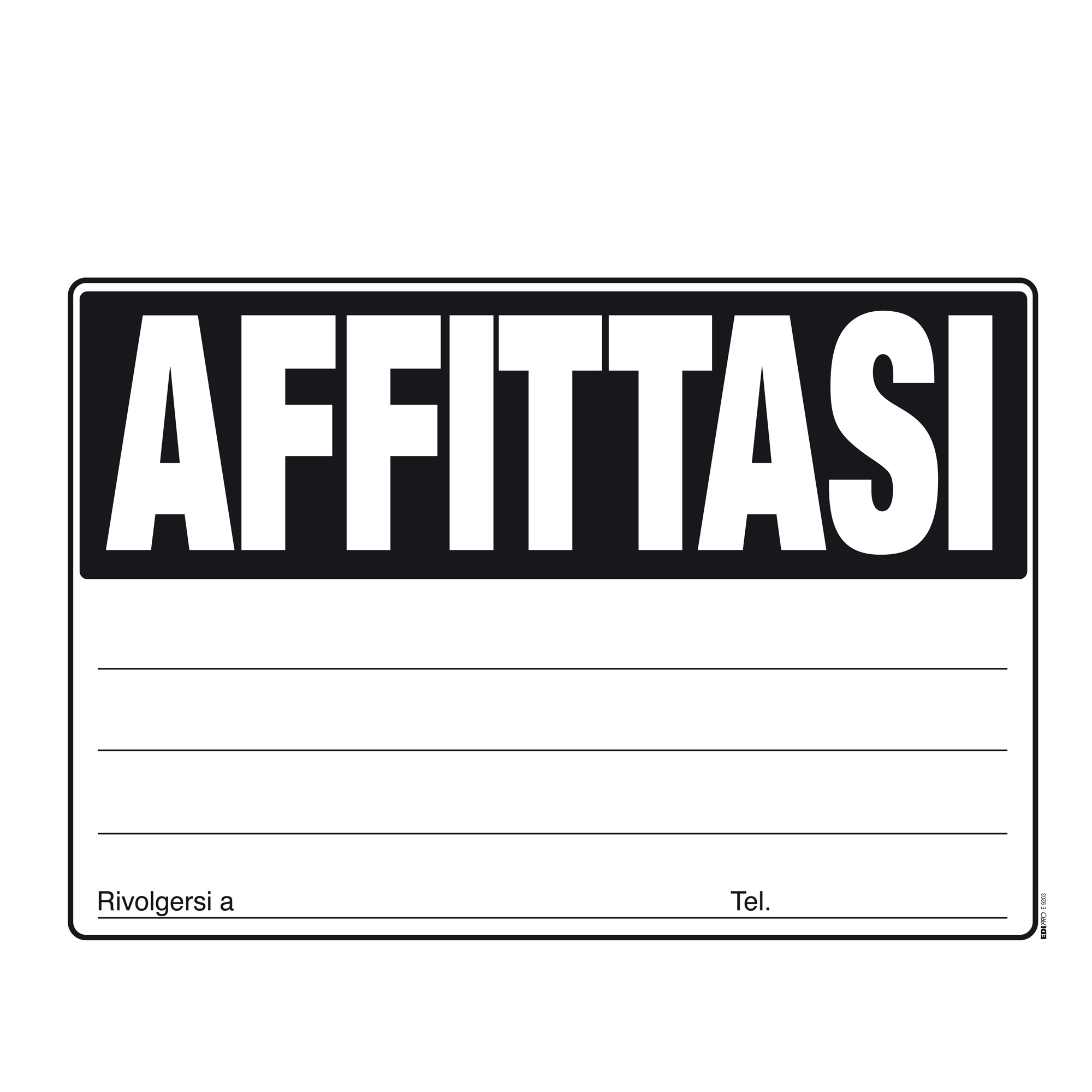 69996 Cartello Affittasi - 24 x 33cm - colori assortiti - Edipro - immagine 1