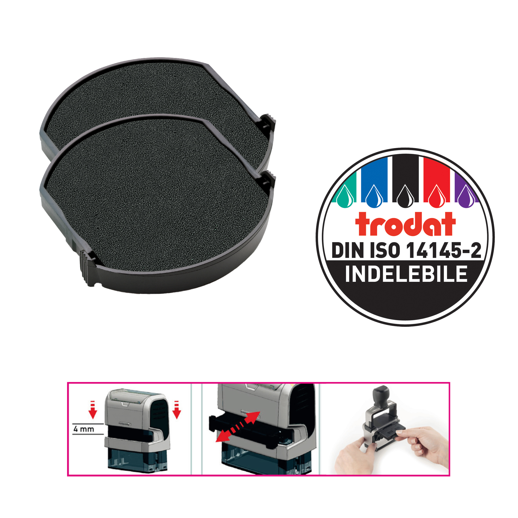 74930 Tampone di ricambio 6/4642 - nero - Trodat - conf. 2 pezzi - immagine 1