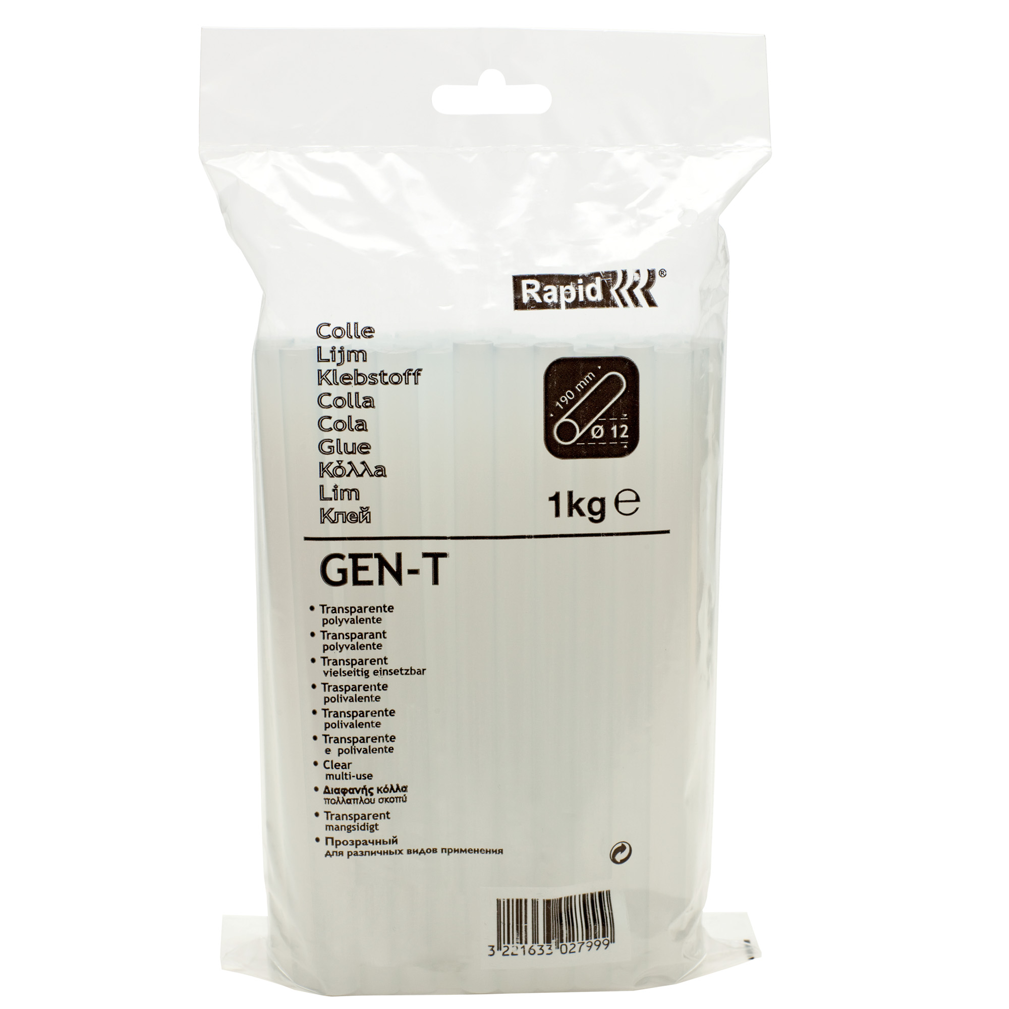 77254 Colla termofusibile - diametro 12 mm - lunghezza 19 cm - 1 kg - trasparente - Rapid - immagine 1