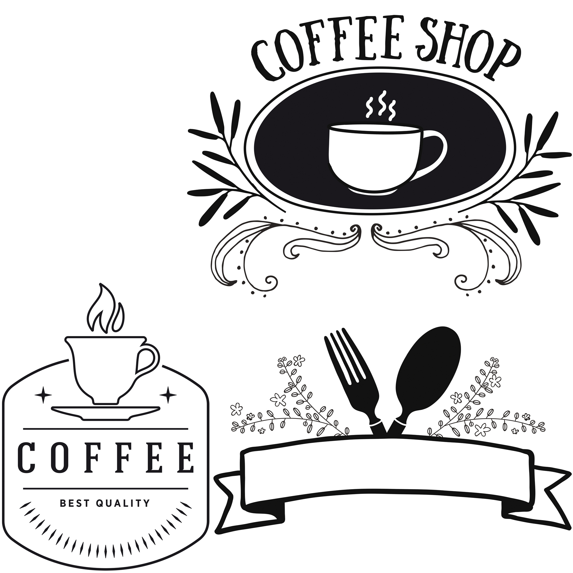 80242 Stencil per vetri (tema cibo&bevande) - Securit - set 3 pezzi - immagine 1