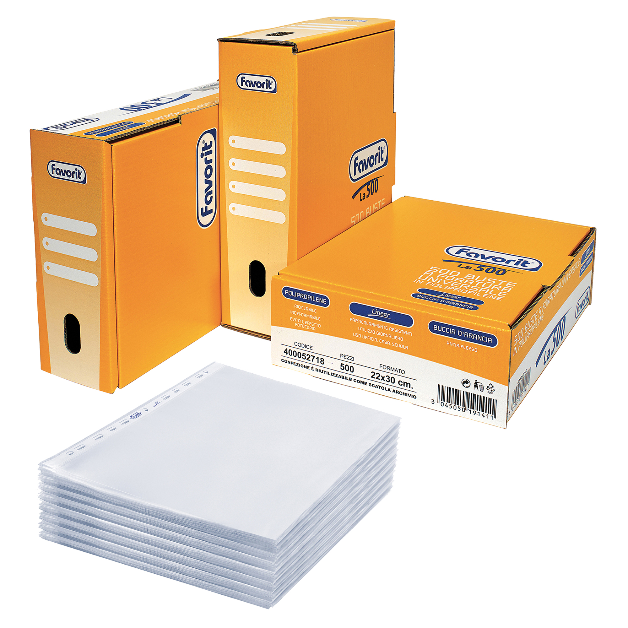 80576 Buste forate La 500 - Linear - buccia - 22 x 30 cm - trasparente - Favorit - conf. 500 pezzi - immagine 1