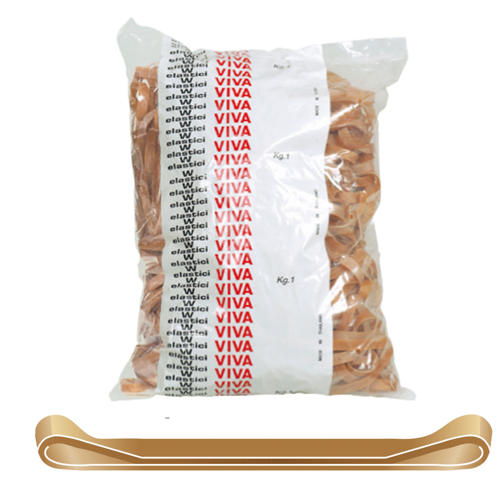 87801 Elastici fettuccia - diametro 5 x 0,5 cm - 1 kg - caucciù - avana - Viva - immagine 1