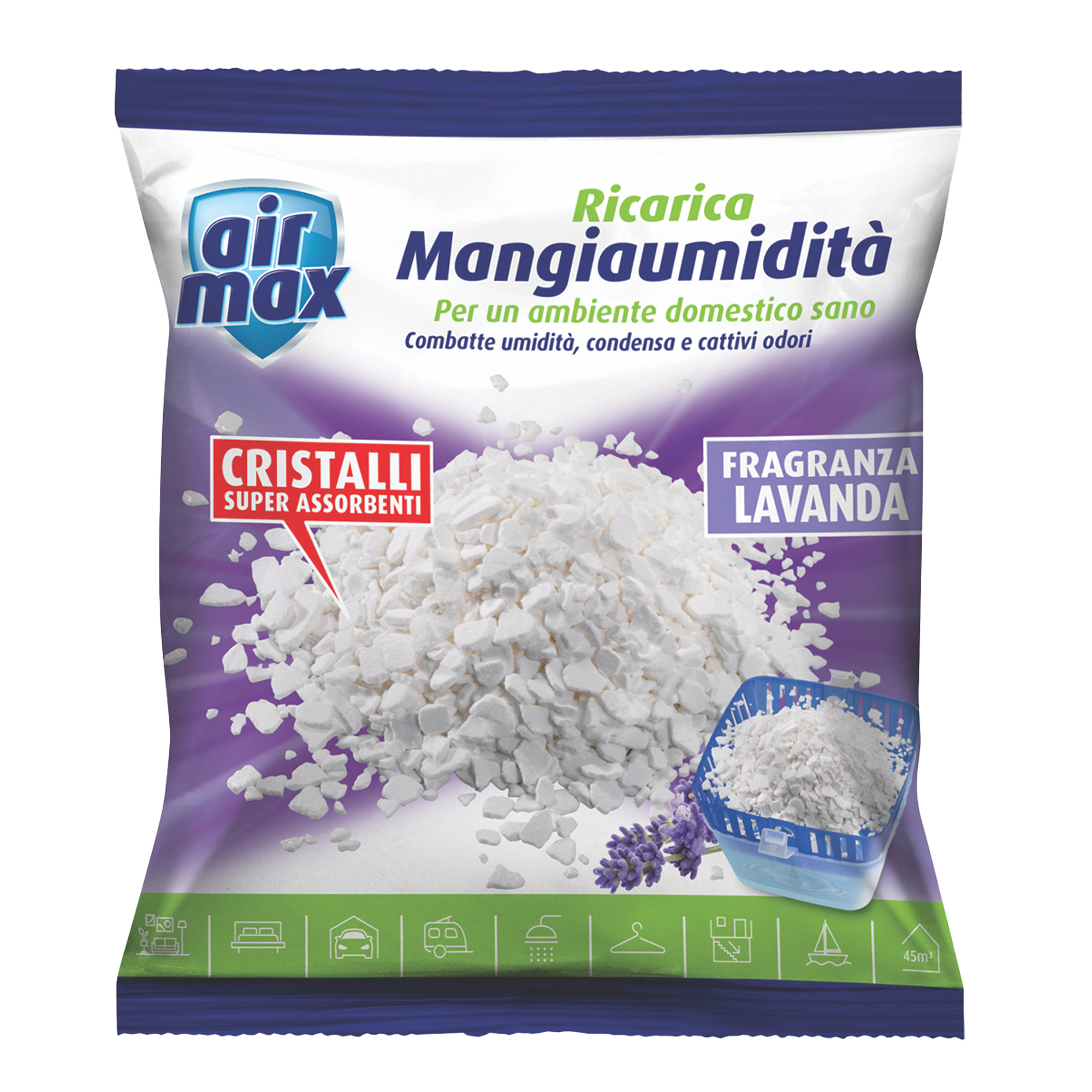 89436 Ricarica sali assorbiumidità - lavanda - 1 kg - Air Max - immagine 1