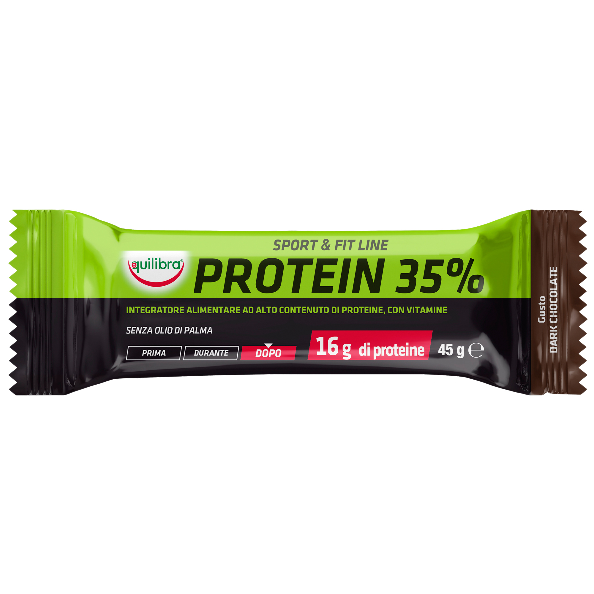 92296 Integratore Sport & Fit Line Protein 35% - gusto dark chocolate - 45 gr - Equilibra - immagine 1