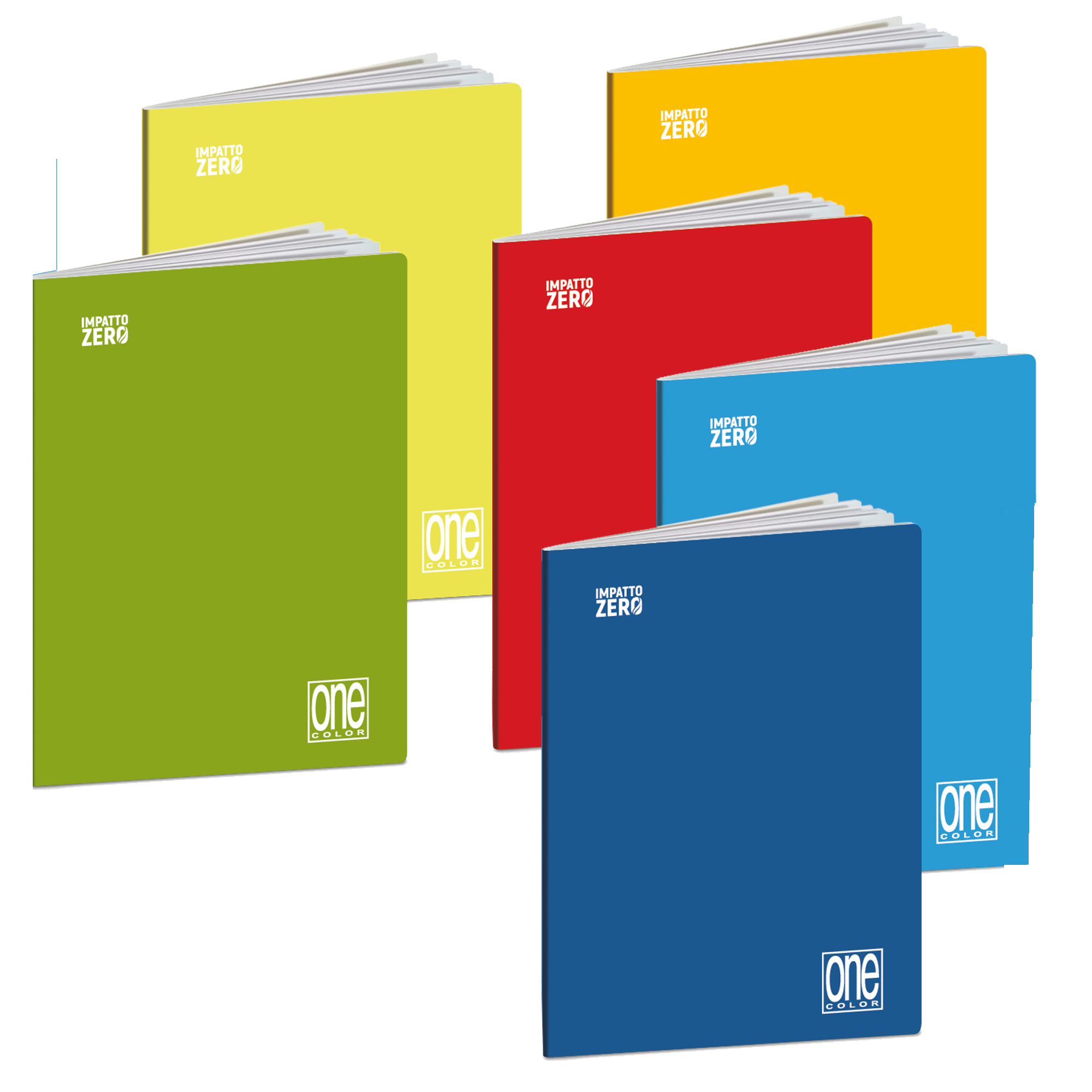 92811 Maxiquaderno One Color Impatto Zero - A4+ - 1 rigo - forato - 80 fg - spiralato - Blasetti - conf. 6 pezzi + 6 scatoline foglietti - immagine 1