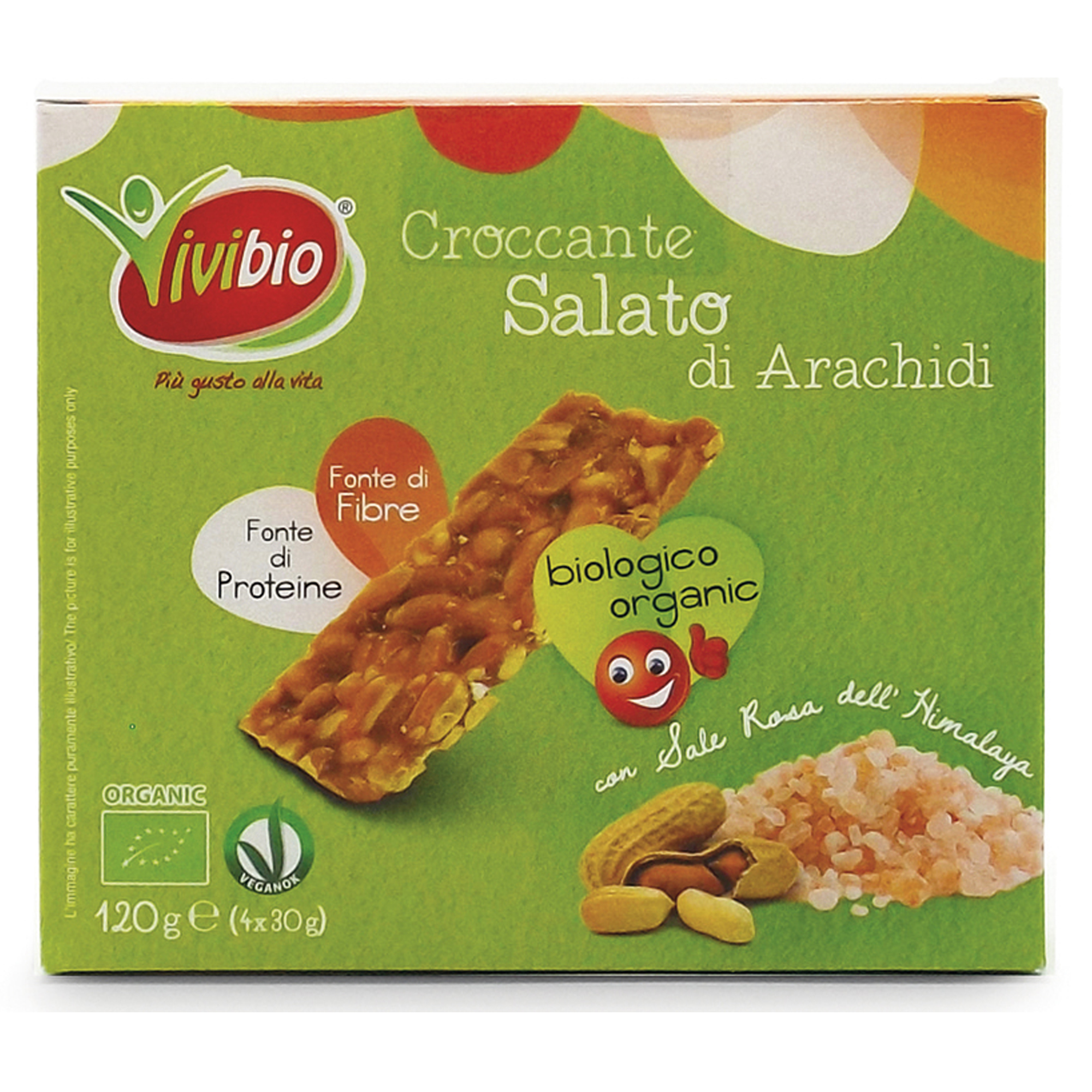 95153 Barretta croccante - arachidi - salato - 120 gr - Vivibio - immagine 1