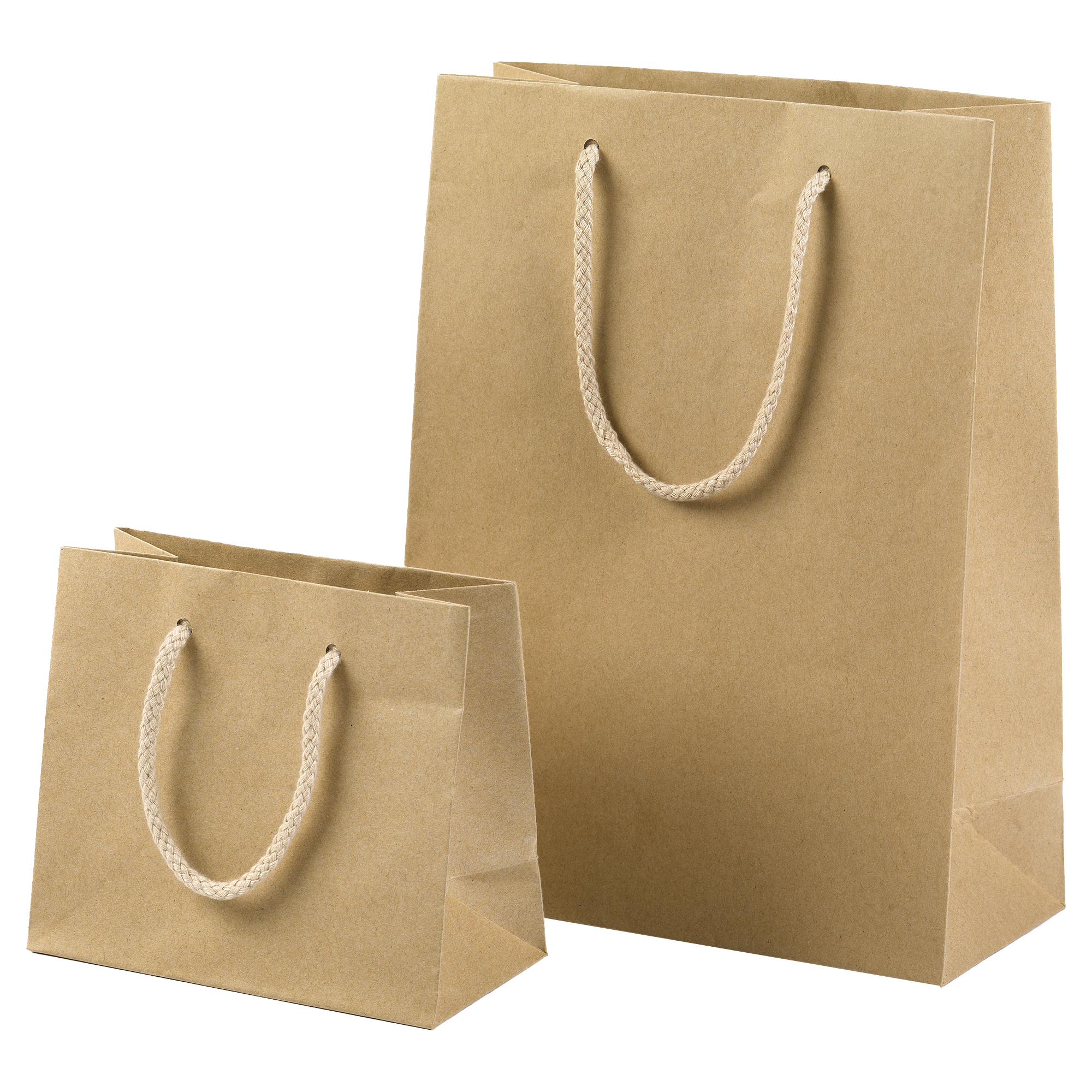99292 Shopper - maniglie cordino cotone - 10 x 12 + 6,5 cm - 160 gr - carta kraft - avana - PNP - conf. 12 pezzi - immagine 1
