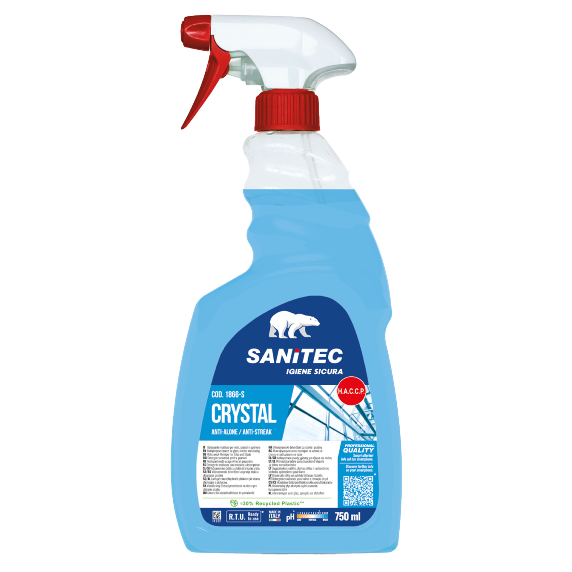 99580 Detergente multiuso Crystal Vetri - antialone - 750 ml - Sanitec - immagine 1