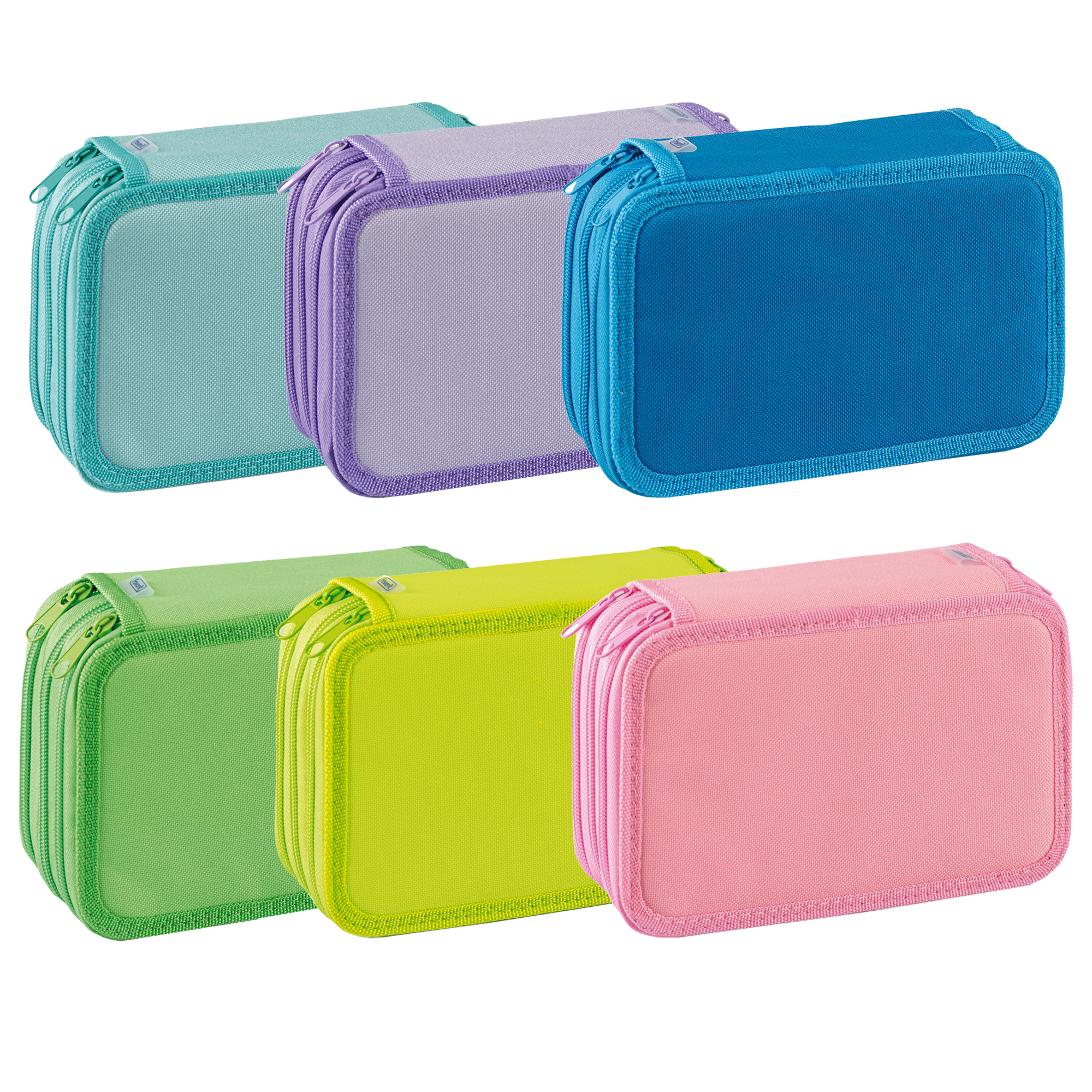 99744 Astuccio 3 Zip Neon & Pastel - 13 x 20 x 7,5 cm - colori assortiti - Favorit - immagine 1