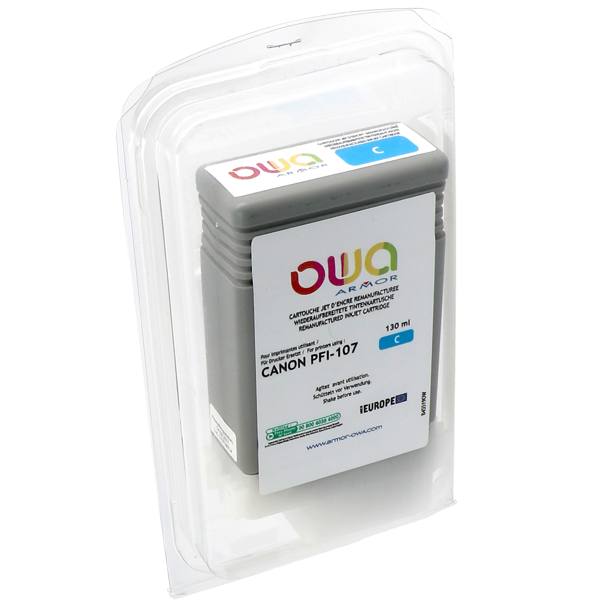 ARMKB45519 Armor - Cartuccia per Canon PFI-107 - Ciano - 107C - immagine 1