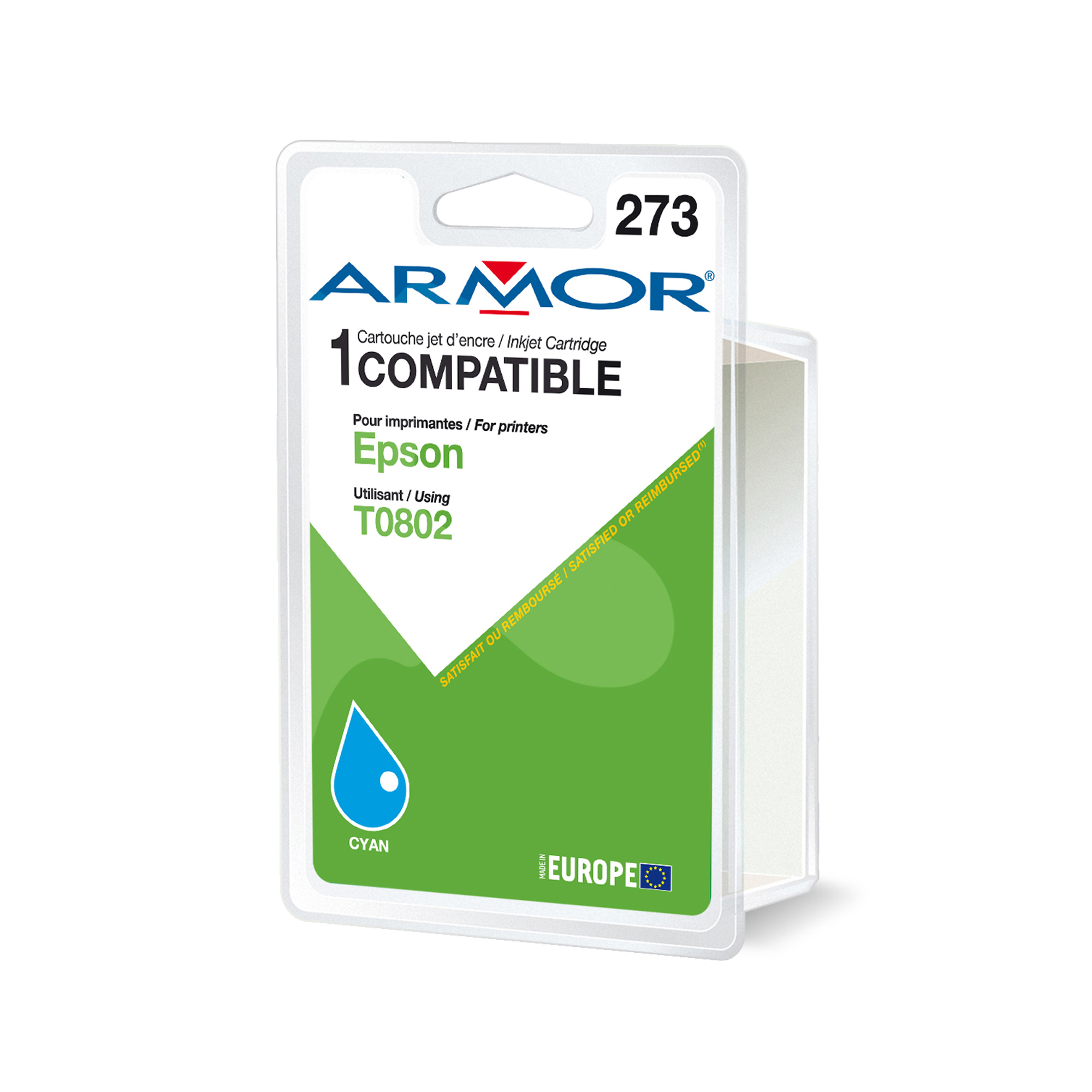 ARMT0802 Armor - Cartuccia ink Compatibile per Epson - Ciano - T080240 - 9,5ml - immagine 1