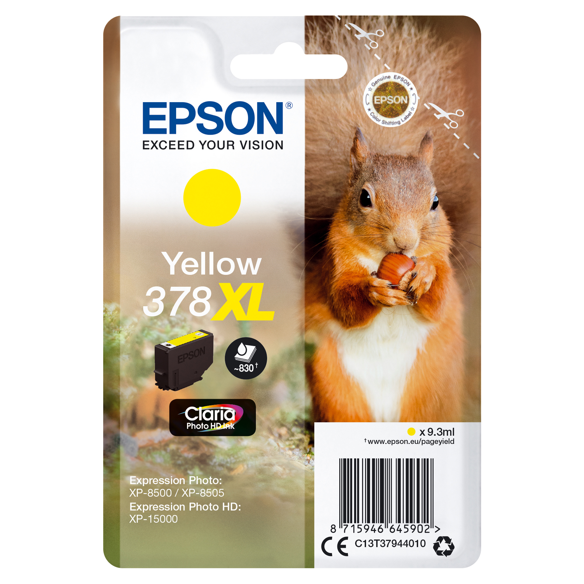 EPST37944010 Epson - Cartuccia ink - 378XL - Giallo - C13T37944010 - 9,3ml - immagine 1