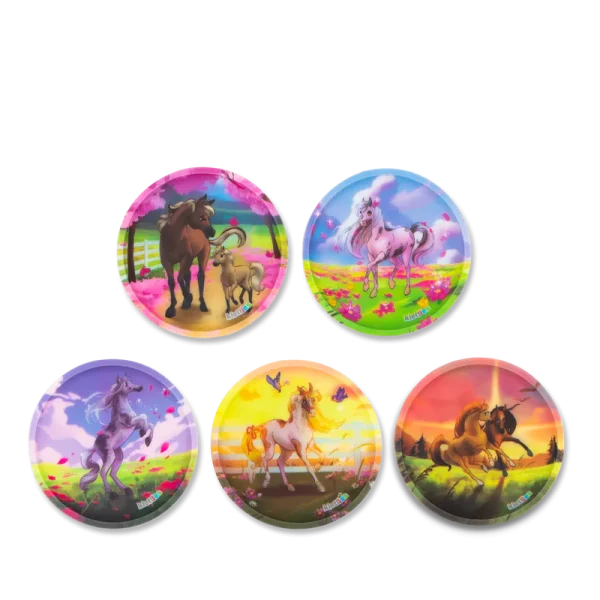 Set Ergobag Kletties Pony Ranch colore viola, decorazioni intercambiabili con sistema a strappo per personalizzare zaini Ergobag.