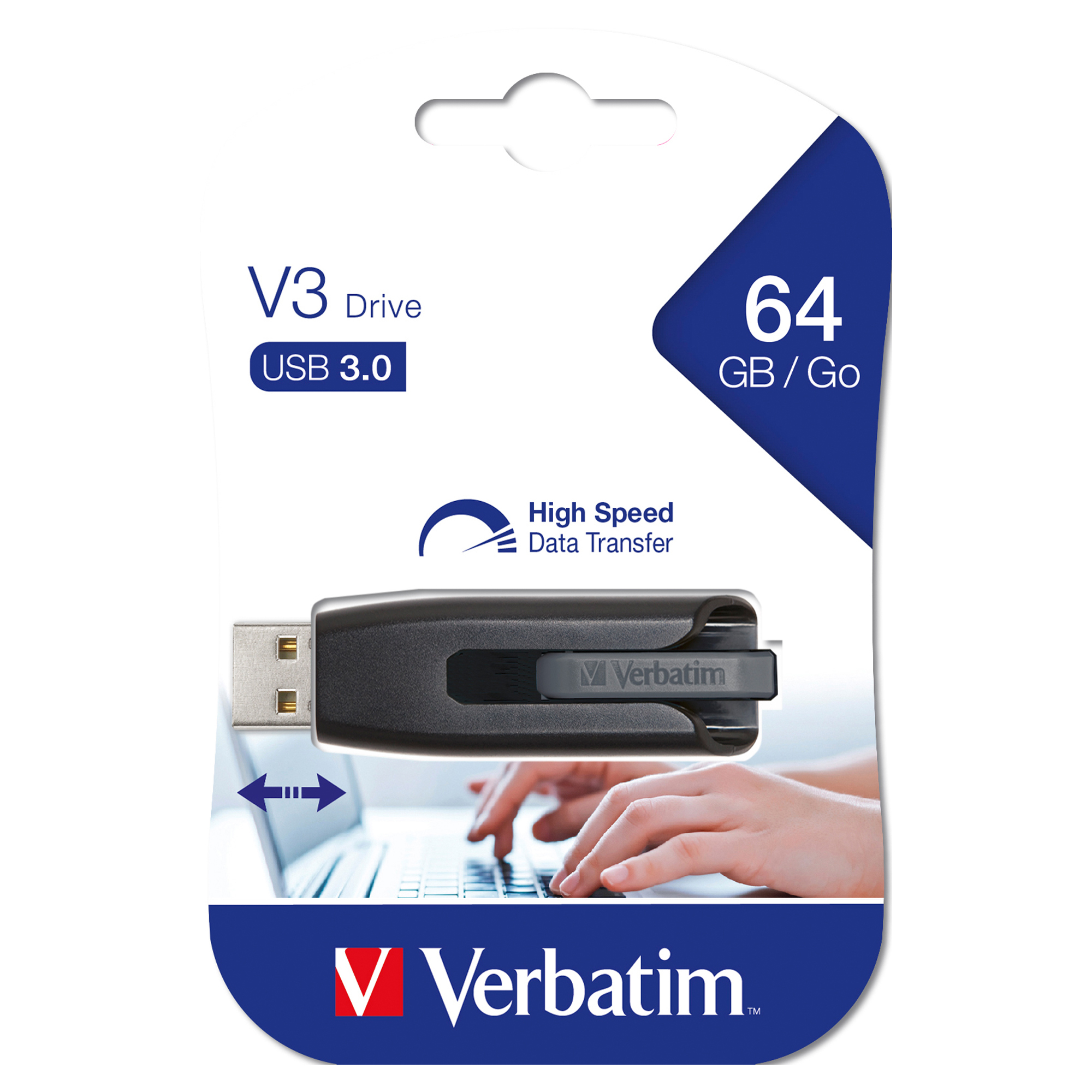 44023 SDHC Card 32GB Class 6 ol Verbatim - Usb 3.0 Superspeed Store'N'Go V3 Drive - Nero - 49174 - 64GB - immagine 1